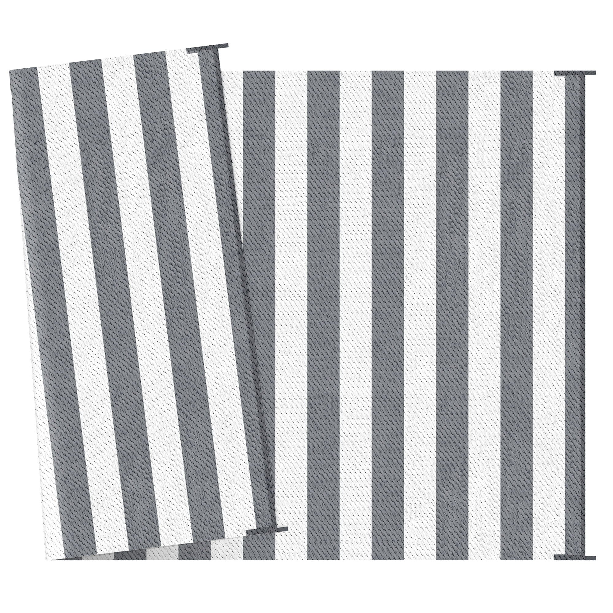 Outsunny - Reversible Outdoor Rug, 9' x 12' Waterproof Plastic Straw Floor Mat, Portable Rv Camping Carpet With Carry Bag, Large Floor Mat For Backyard, Deck, Picnic, Beach - Gray & White Striped - Best Buy Furniture