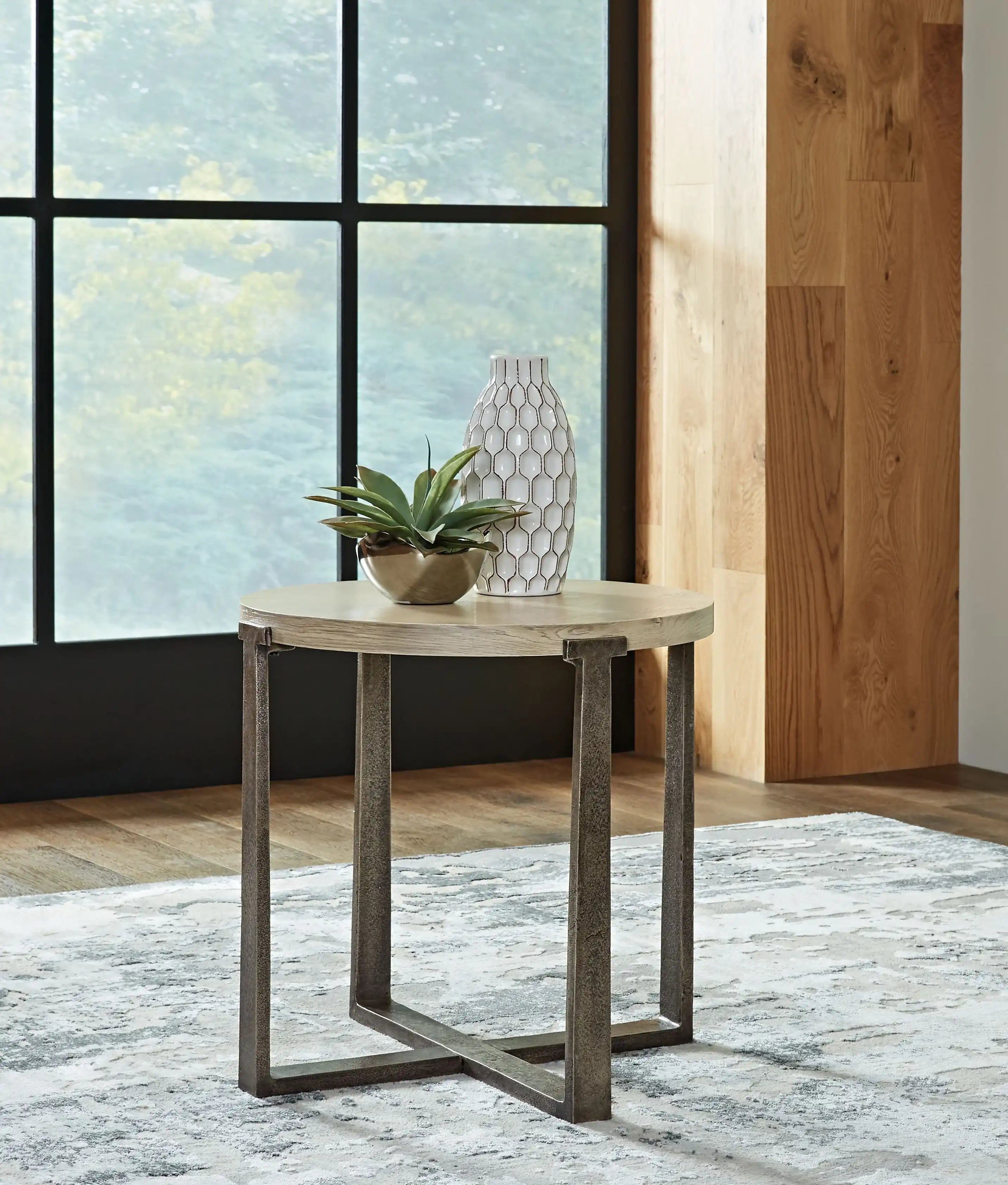 Dalenville - Round End Table - Gray - Best Buy Furniture