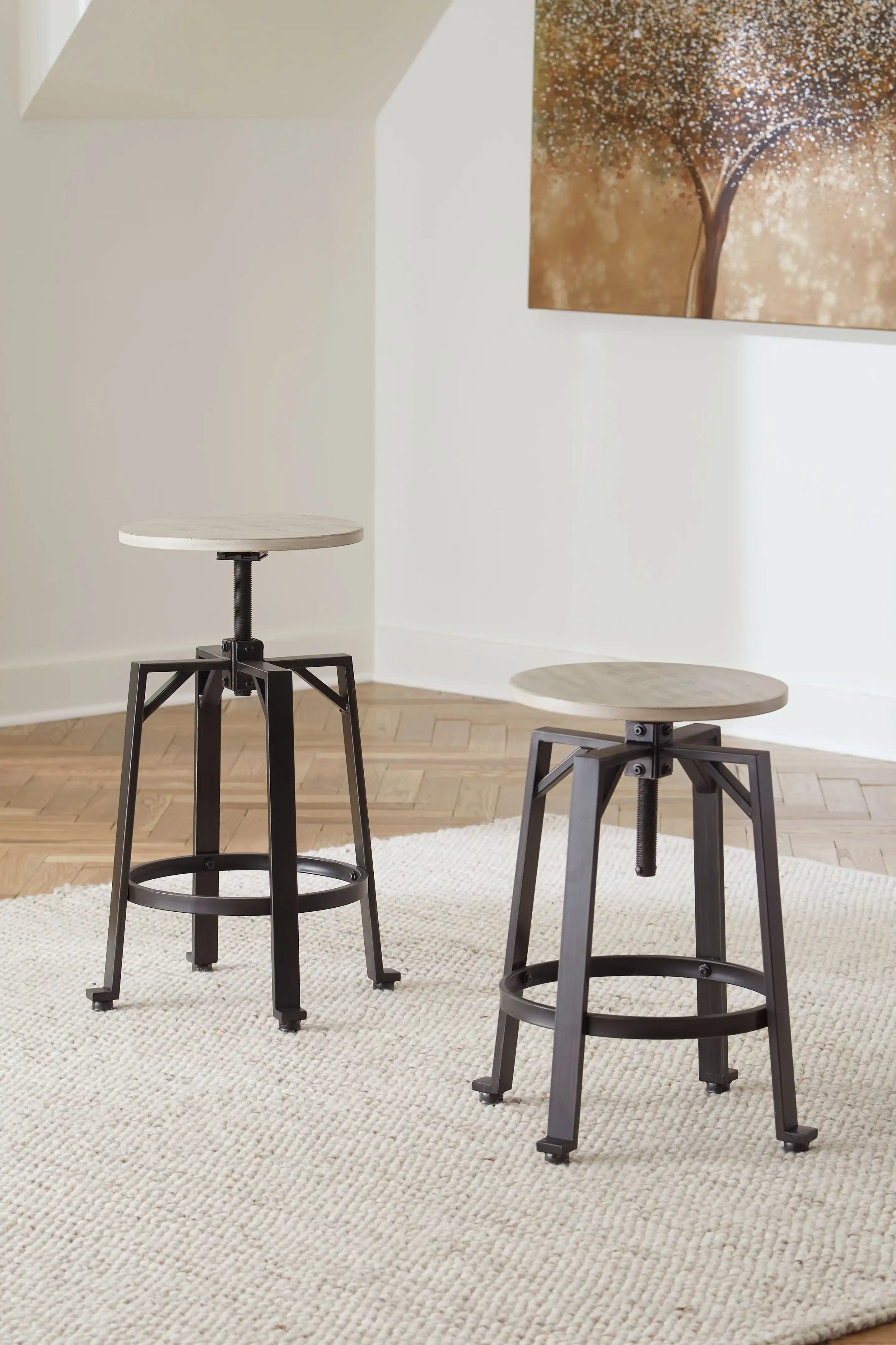 Karisslyn - Swivel Stool (Set of 2) - Whitewash / Black - Best Buy Furniture