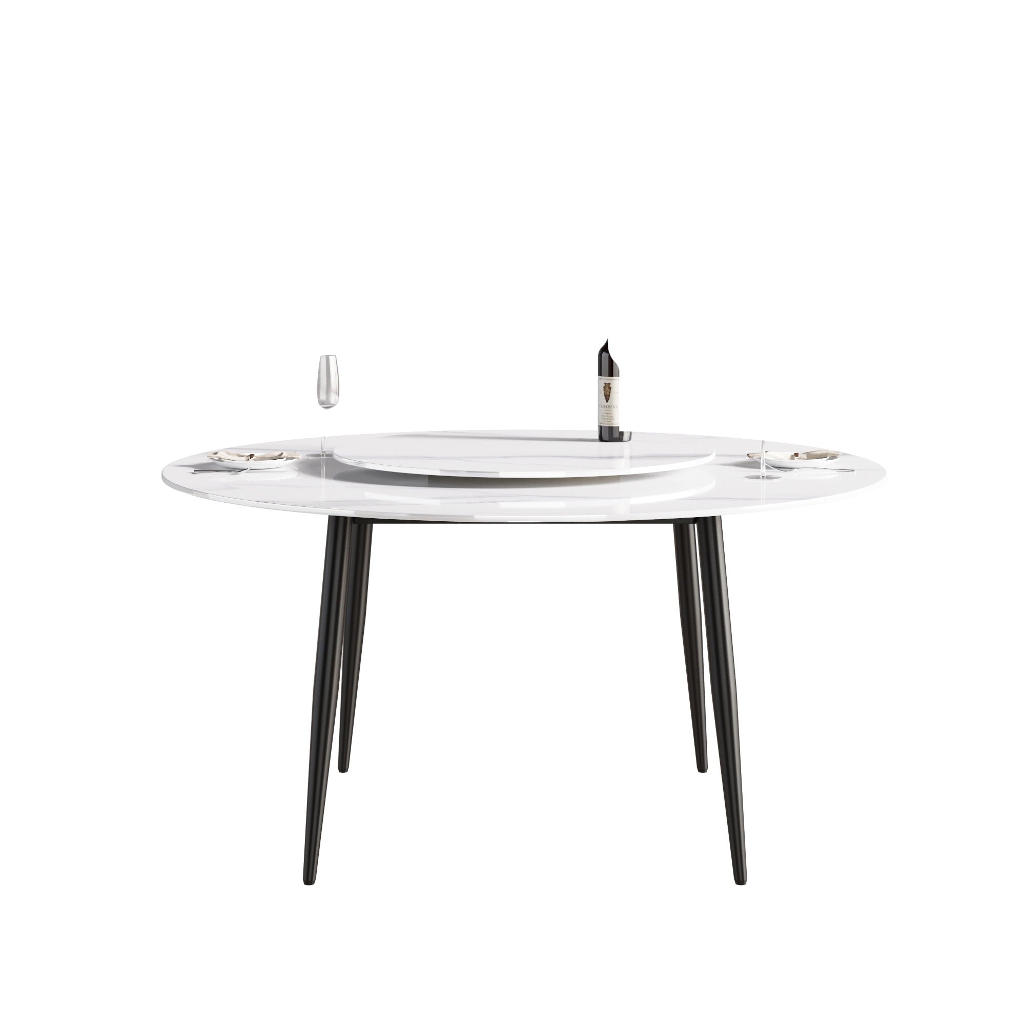 Modern Artificial Stone Round Dining Table, Can Accommodate 6 People Artificial Stone Turntable - White - Best Buy Furniture