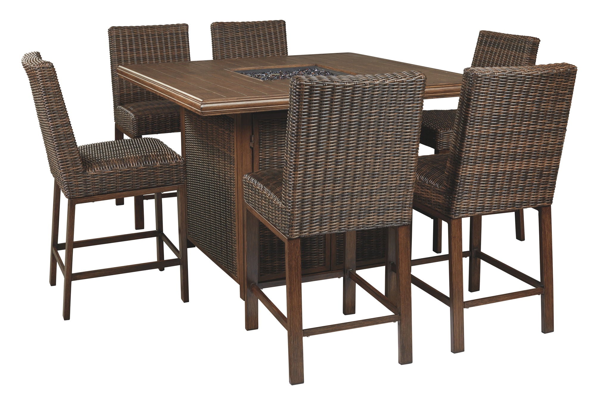 Paradise Trail - Square Bar Table w/Fire Pit - Medium Brown - Best Buy Furniture