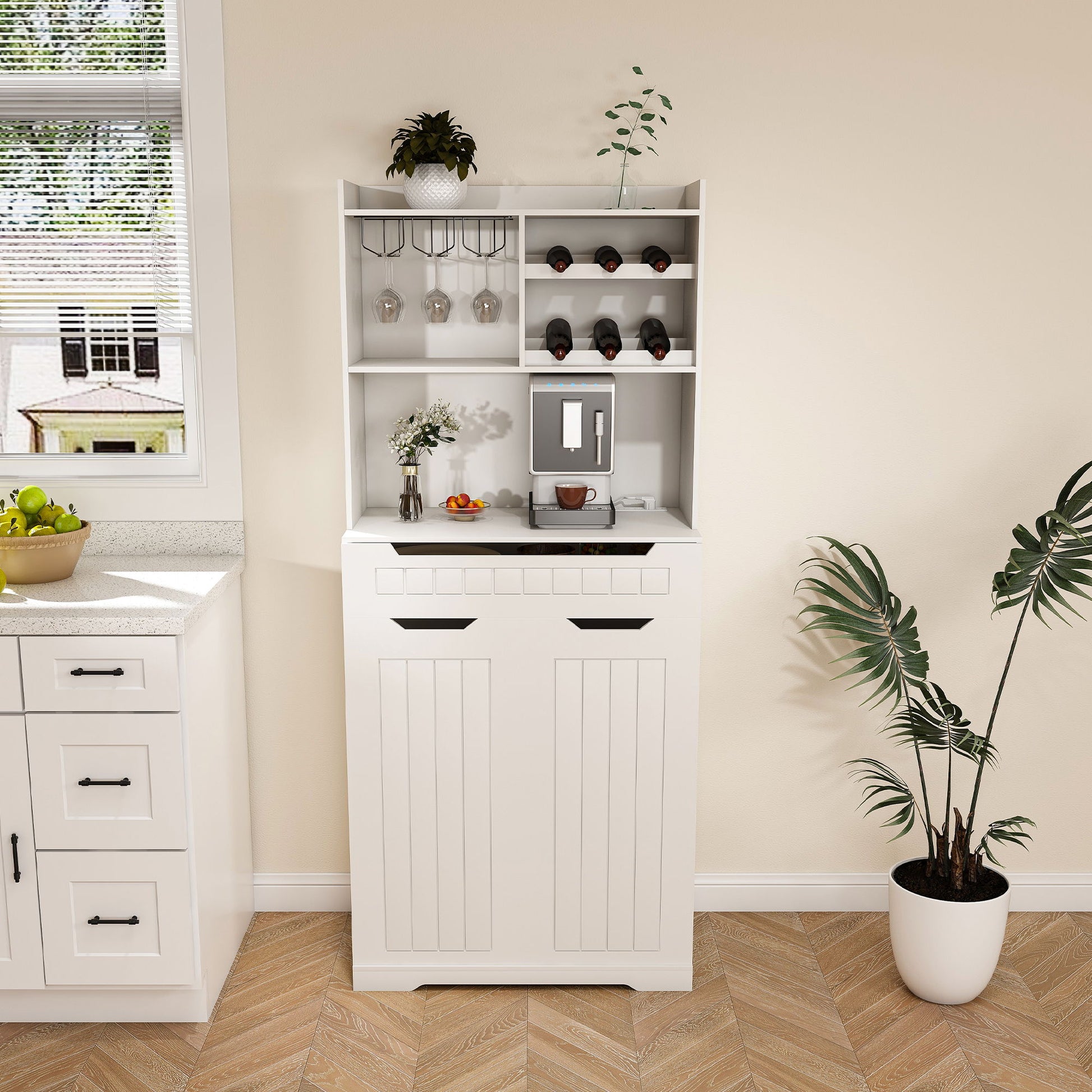 Modern Farmhouse Buffet Cabinet With Hutch Kitchen Storage Sideboard With Drawers & Barn Doors - White - Best Buy Furniture