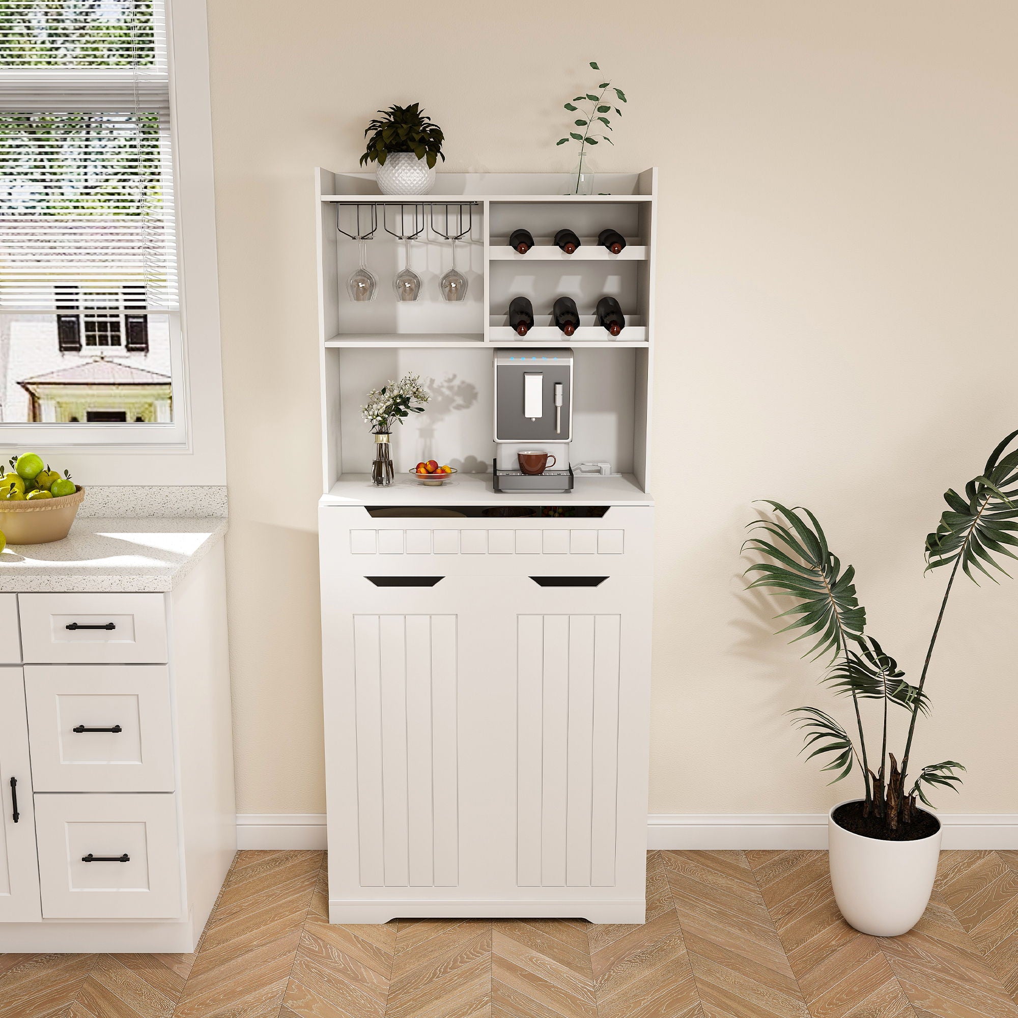 Modern Farmhouse Buffet Cabinet With Hutch Kitchen Storage Sideboard With Drawers & Barn Doors - White - Best Buy Furniture