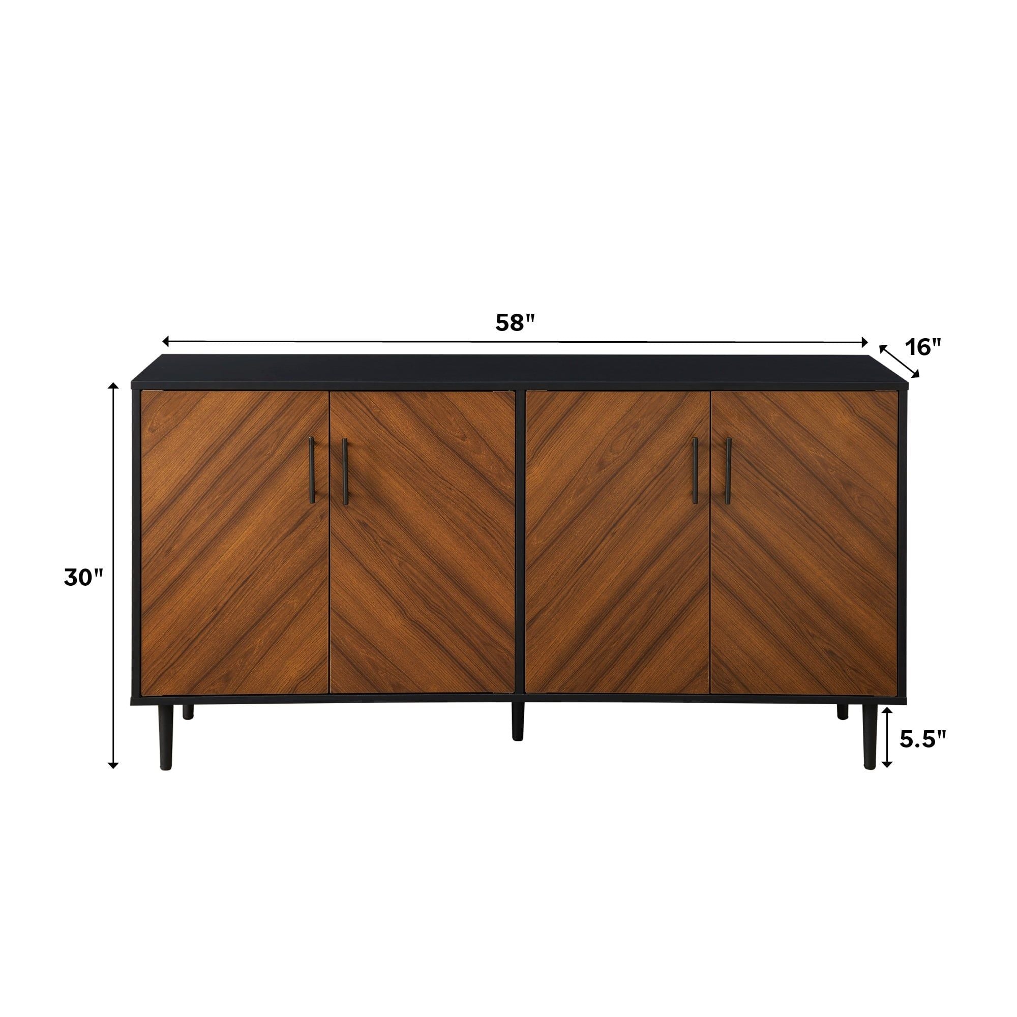 Mid-Century Modern Faux Bookmatch Door Buffet - Acorn / Solid Black - Best Buy Furniture