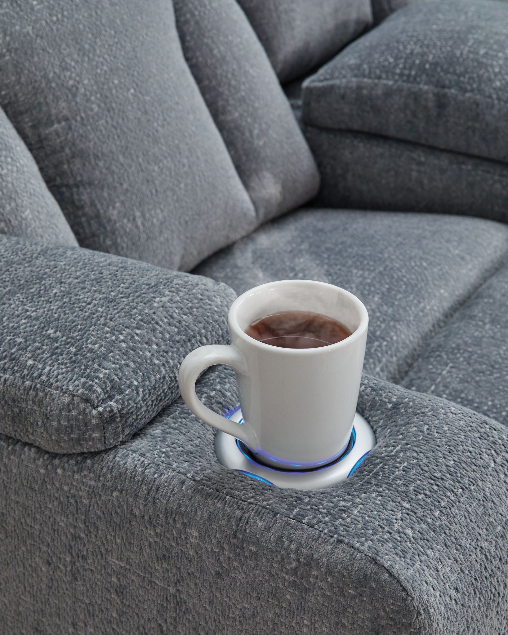 Studio Cave - Power Reclining Loveseat with Console - Steel - Best Buy Furniture