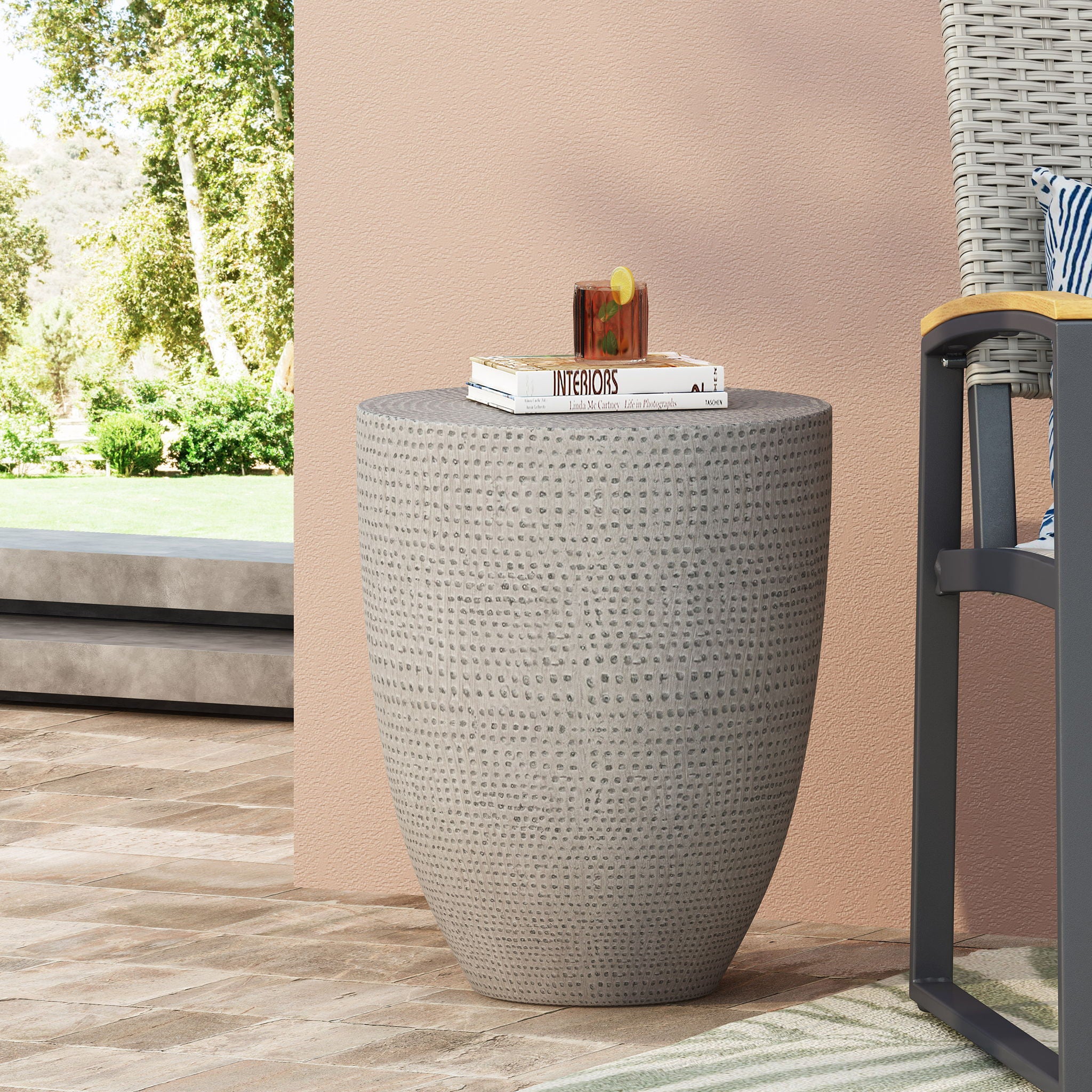 Outdoor Lightweight Concrete, Side Table - Natural - Best Buy Furniture