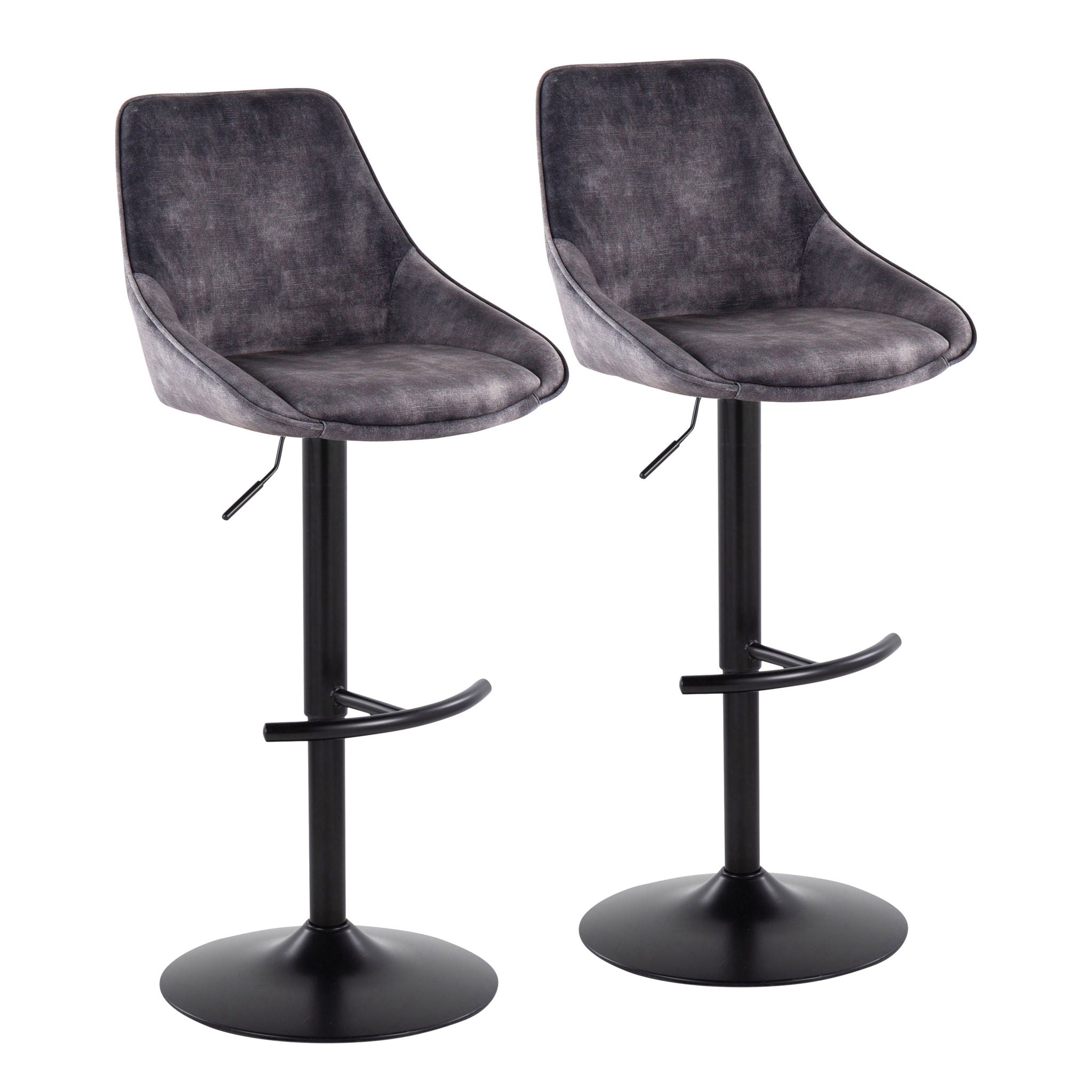 Diana - Contemporary Adjustable Barstool & Swivel With Rounded T Footrest (Set of 2) - Best Buy Furniture