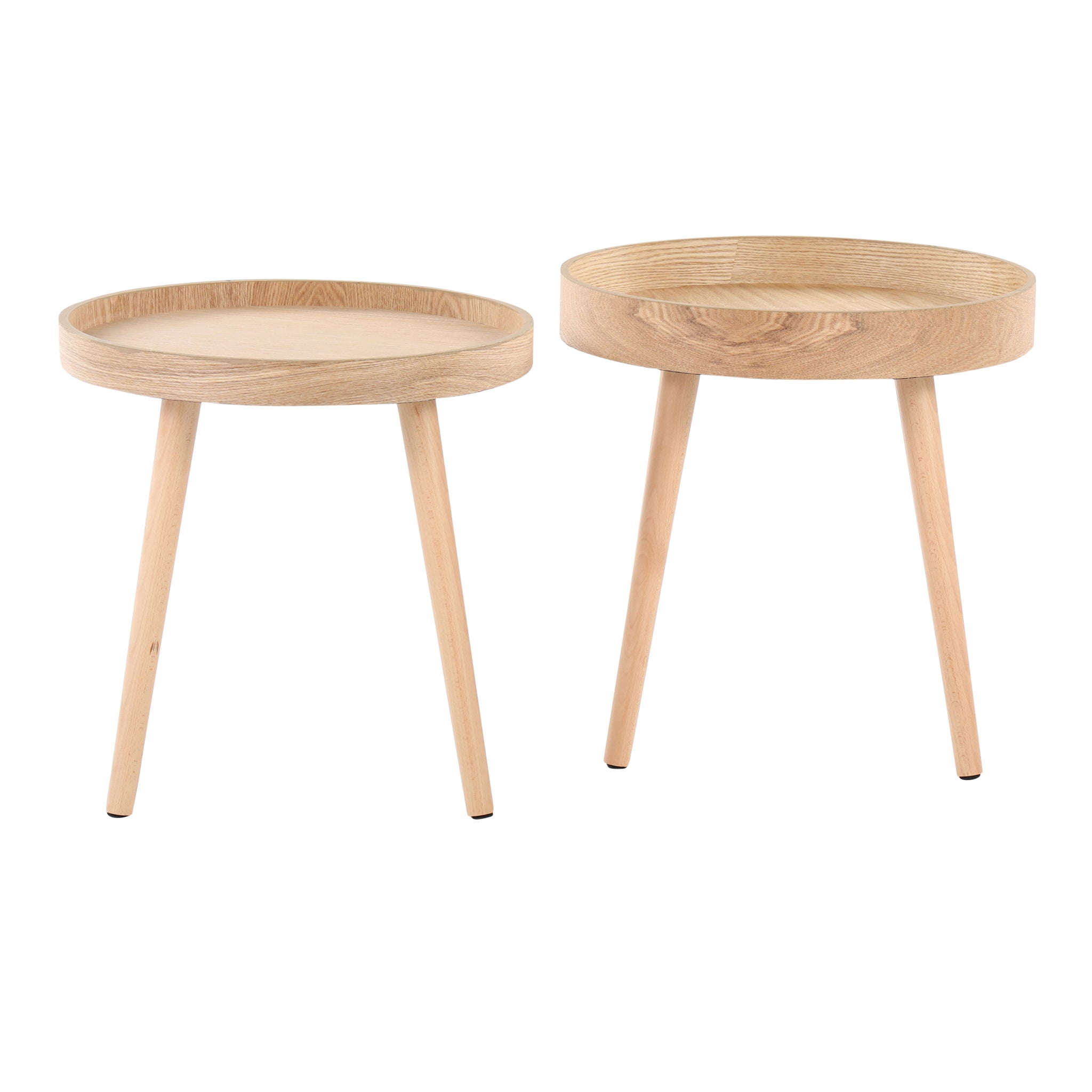 Pebble - Mid-Century Modern Side Table Set - Natural - Best Buy Furniture