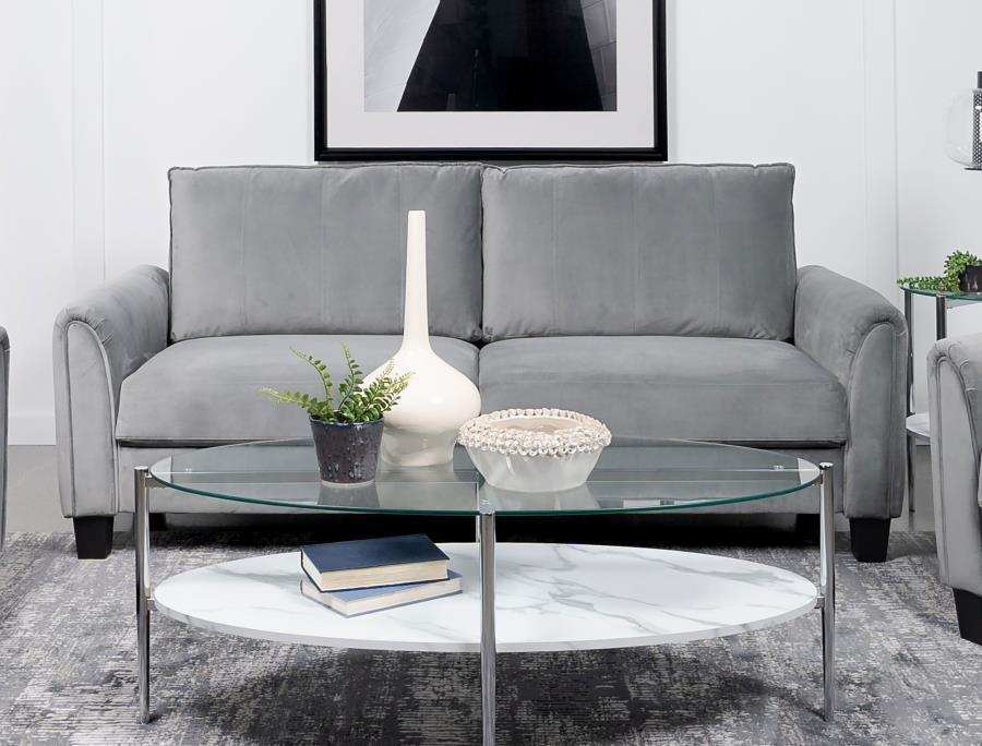 Davis - Upholstered Rolled Arm Sofa - Gray - Best Buy Furniture