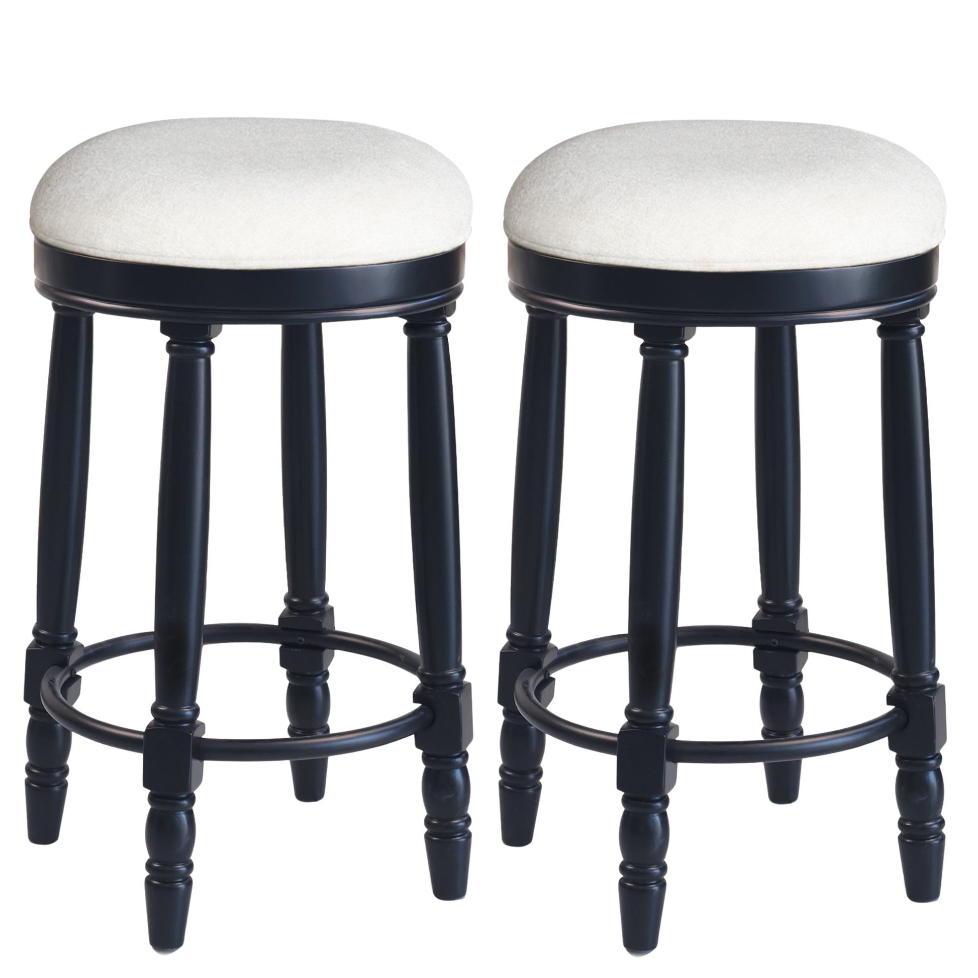 360° Swivel Wooden Barstools With Upholstered Seat, Counter Height (Set of 2) - Best Buy Furniture