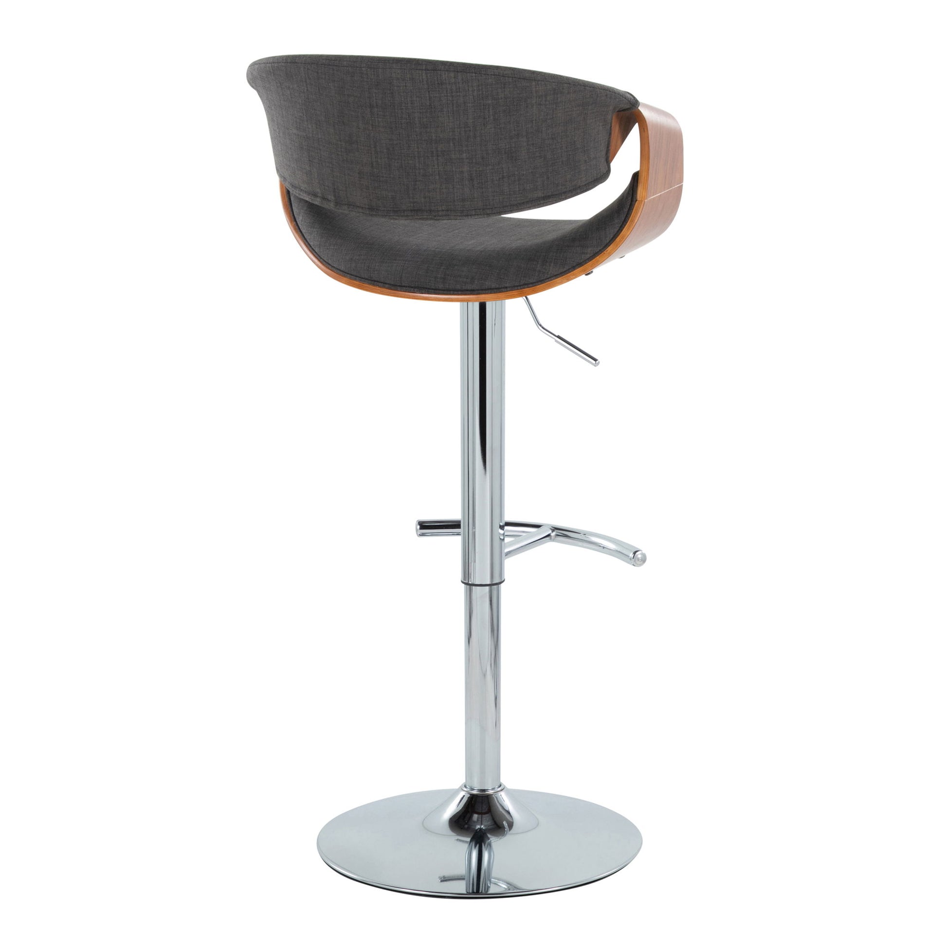 Curvo - Mid Century Modern Adjustable Barstool With Swivel With Rounded T Footrest (Set of 2) - Best Buy Furniture