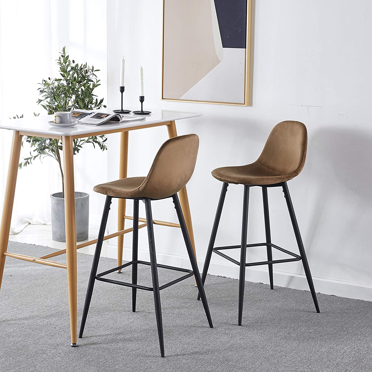 Velvet Barstool With Back (Set of 2) - Best Buy Furniture