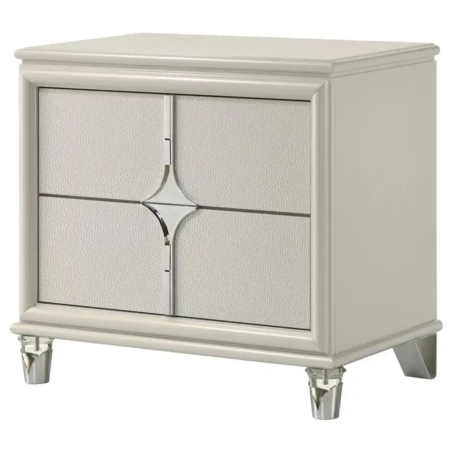 Olivia - 2-Drawer Nightstand Bedside Table - Pearl White - Best Buy Furniture