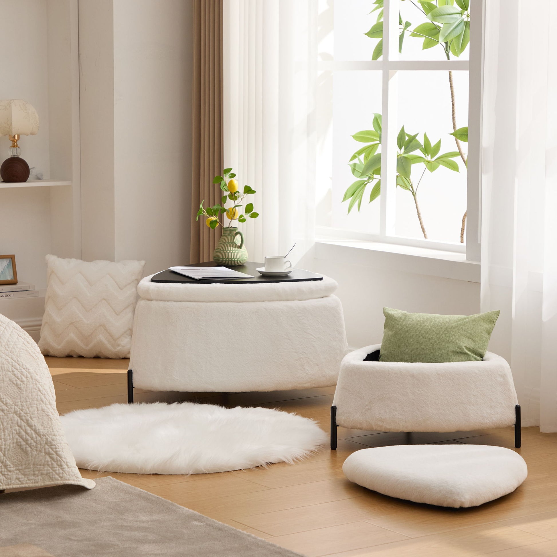 Upholstered Storage Ottoman Set With Reversible Lid - Best Buy Furniture