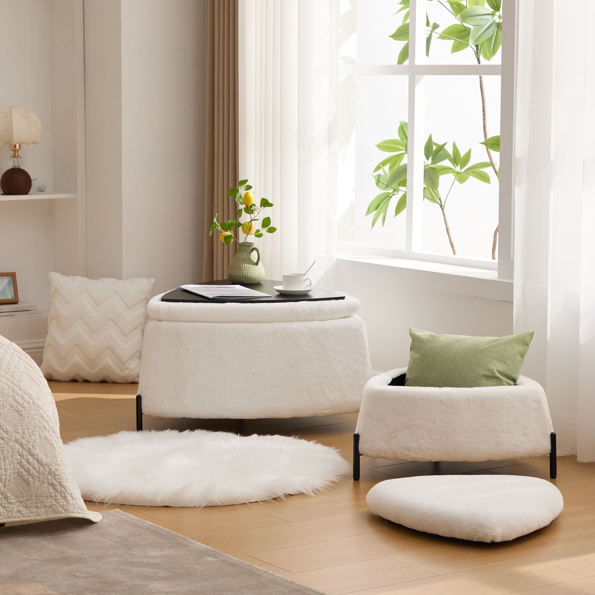 Upholstered Storage Ottoman Set With Reversible Lid - Best Buy Furniture