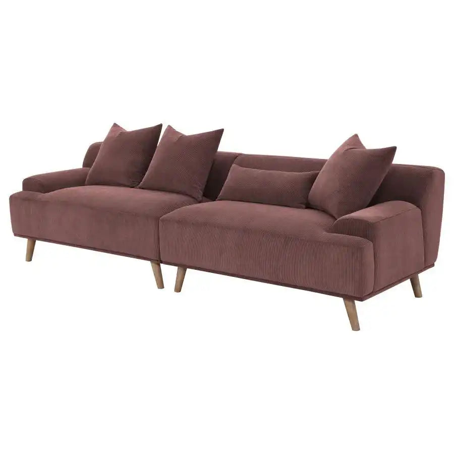 Elizabeth - Corduroy Upholstered Extra Long Sofa - Wine Red - Best Buy Furniture