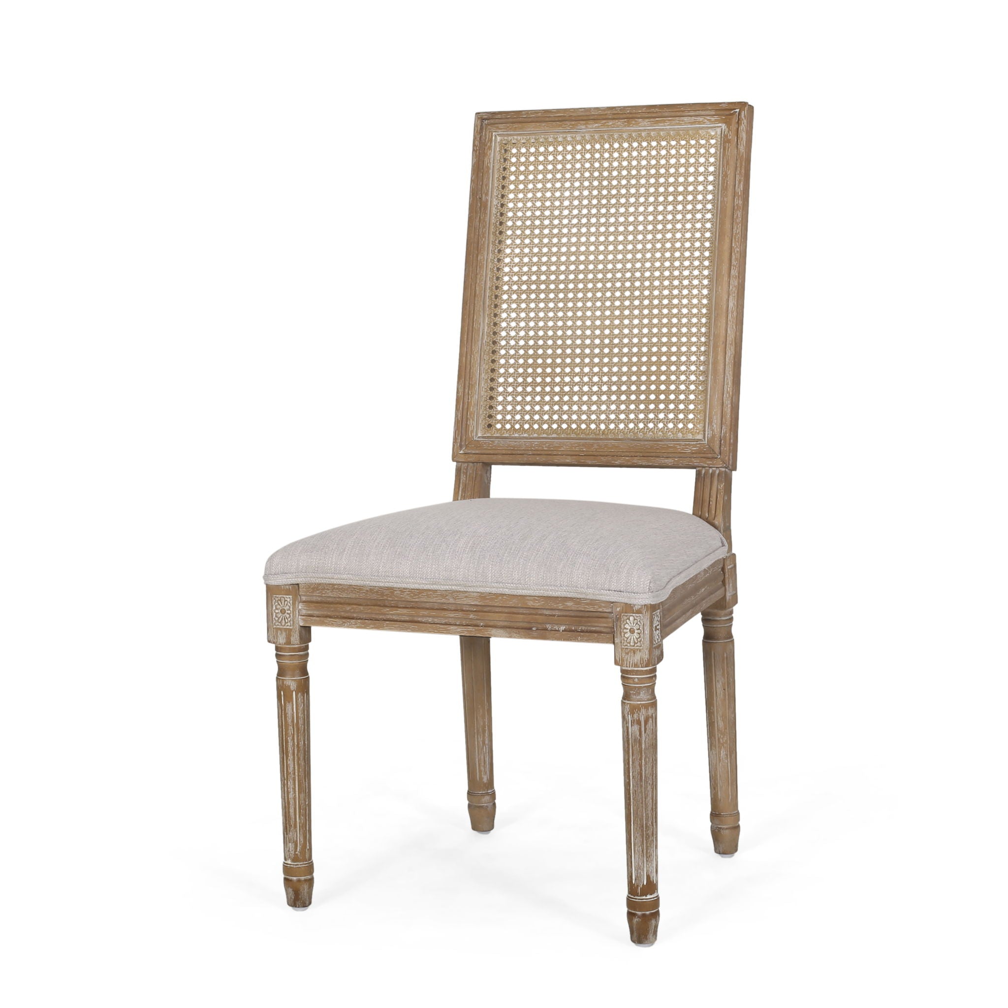 French Country Dining Chair With Rectangular Cane Backrest And Smooth Upholstered Seating - Best Buy Furniture