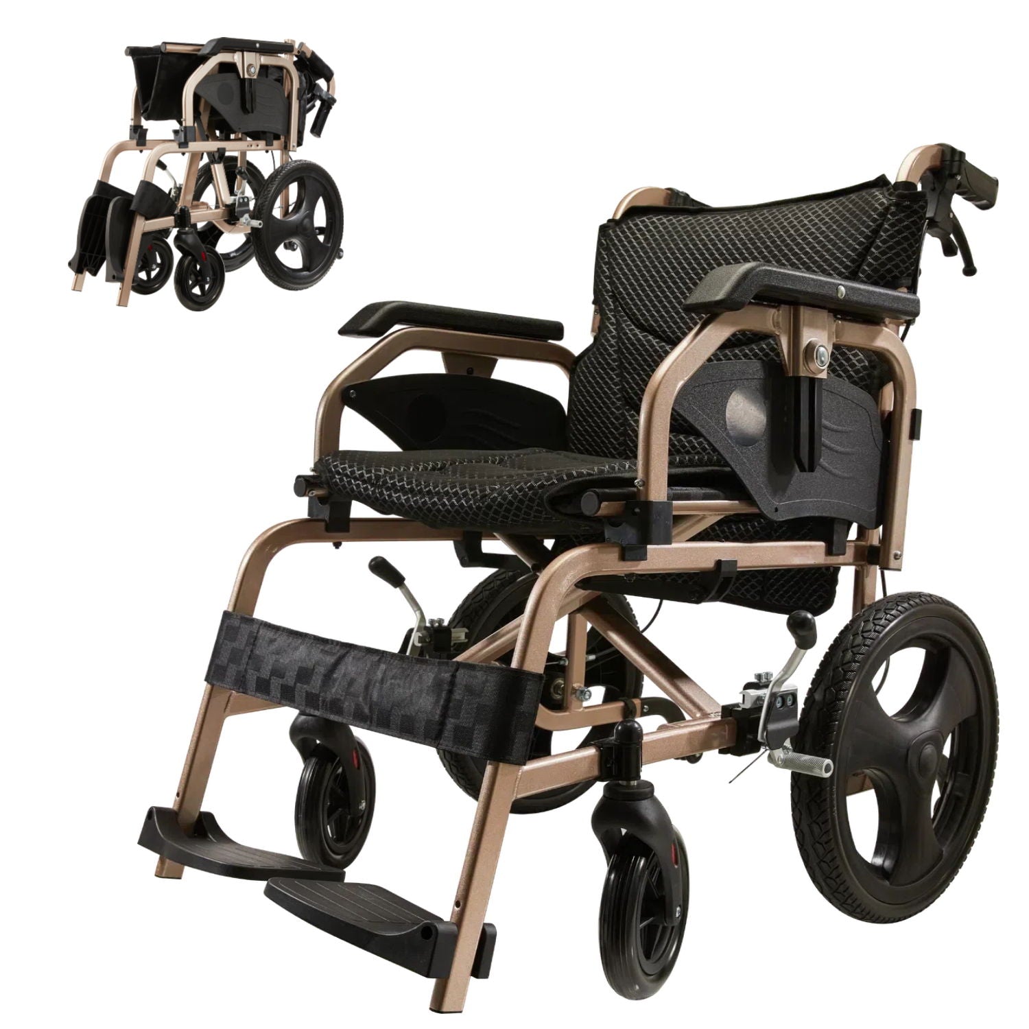 Lightweight Foldable Transport Wheelchair For Adults,Square Tube Design