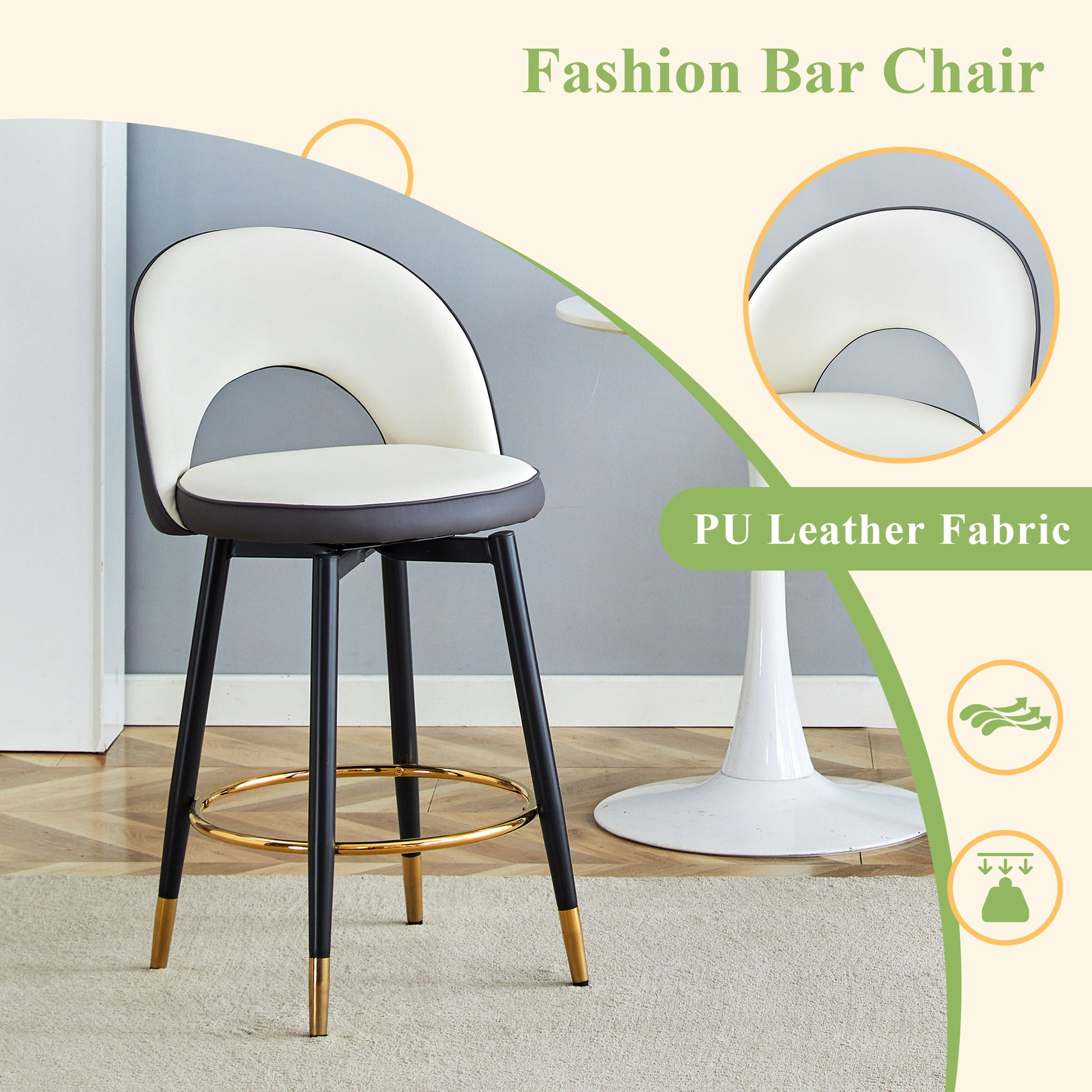 Upholstered Rotatable Bar Chair With Metal Legs For Dining Room - Best Buy Furniture