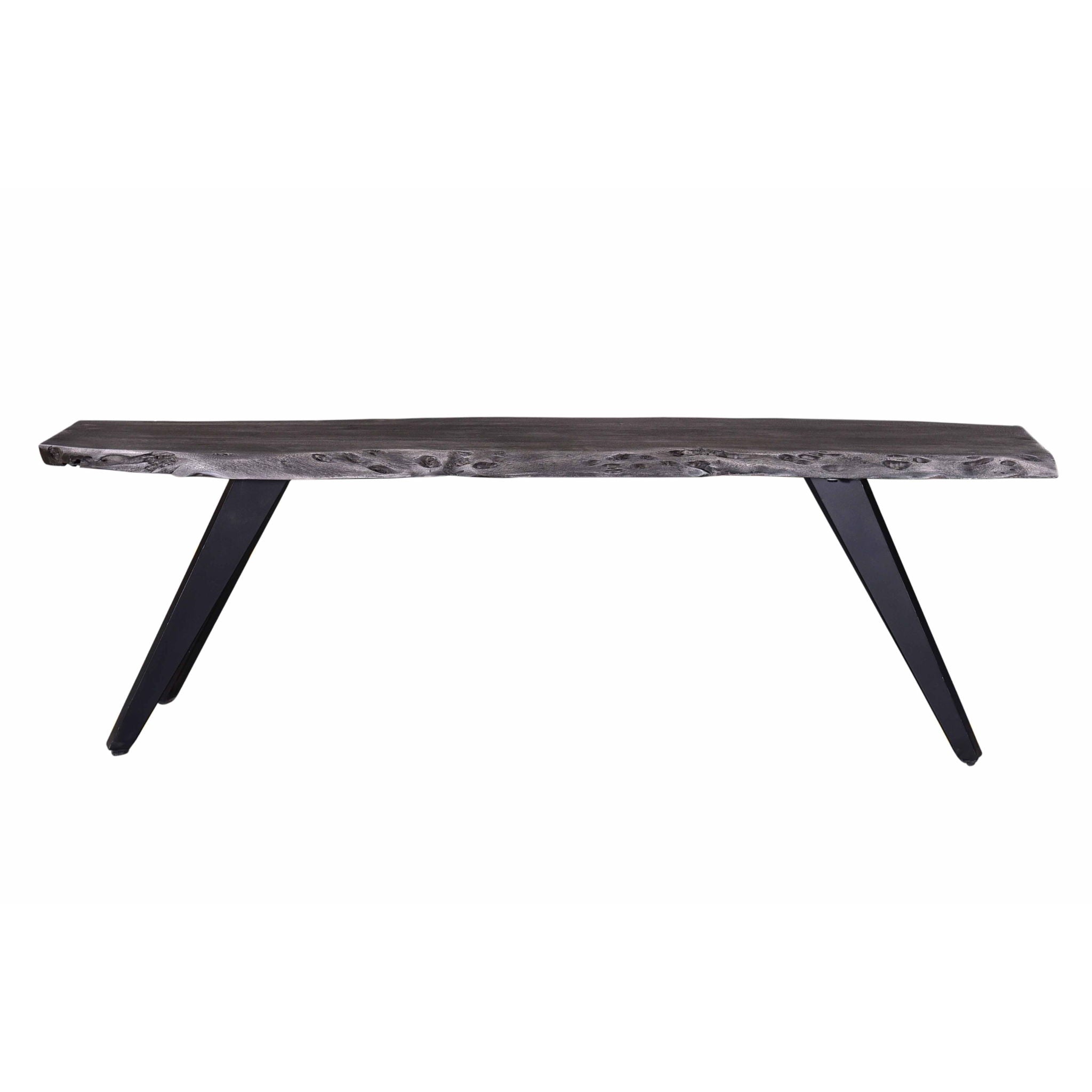 Modern Acacia Wood Dining Bench, Live Edge Design Accent Bench With Iron Legs - Black / Gray - Best Buy Furniture