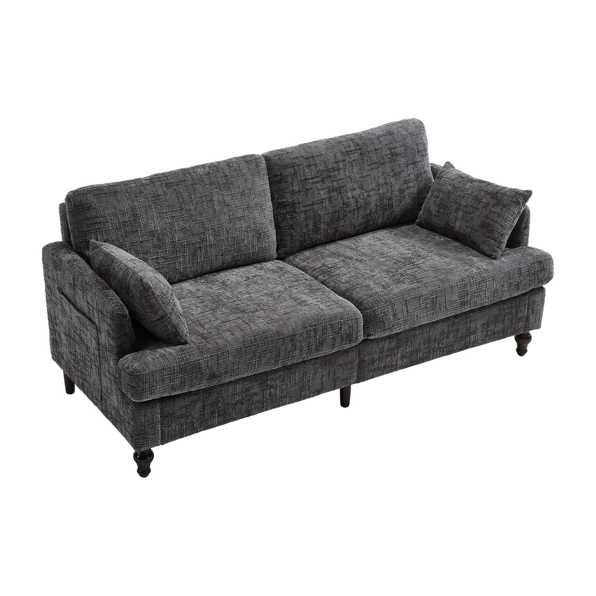 Chenille 2 Seater Sofa With LED Light, USB Charging Port, And Storage Bag - Best Buy Furniture