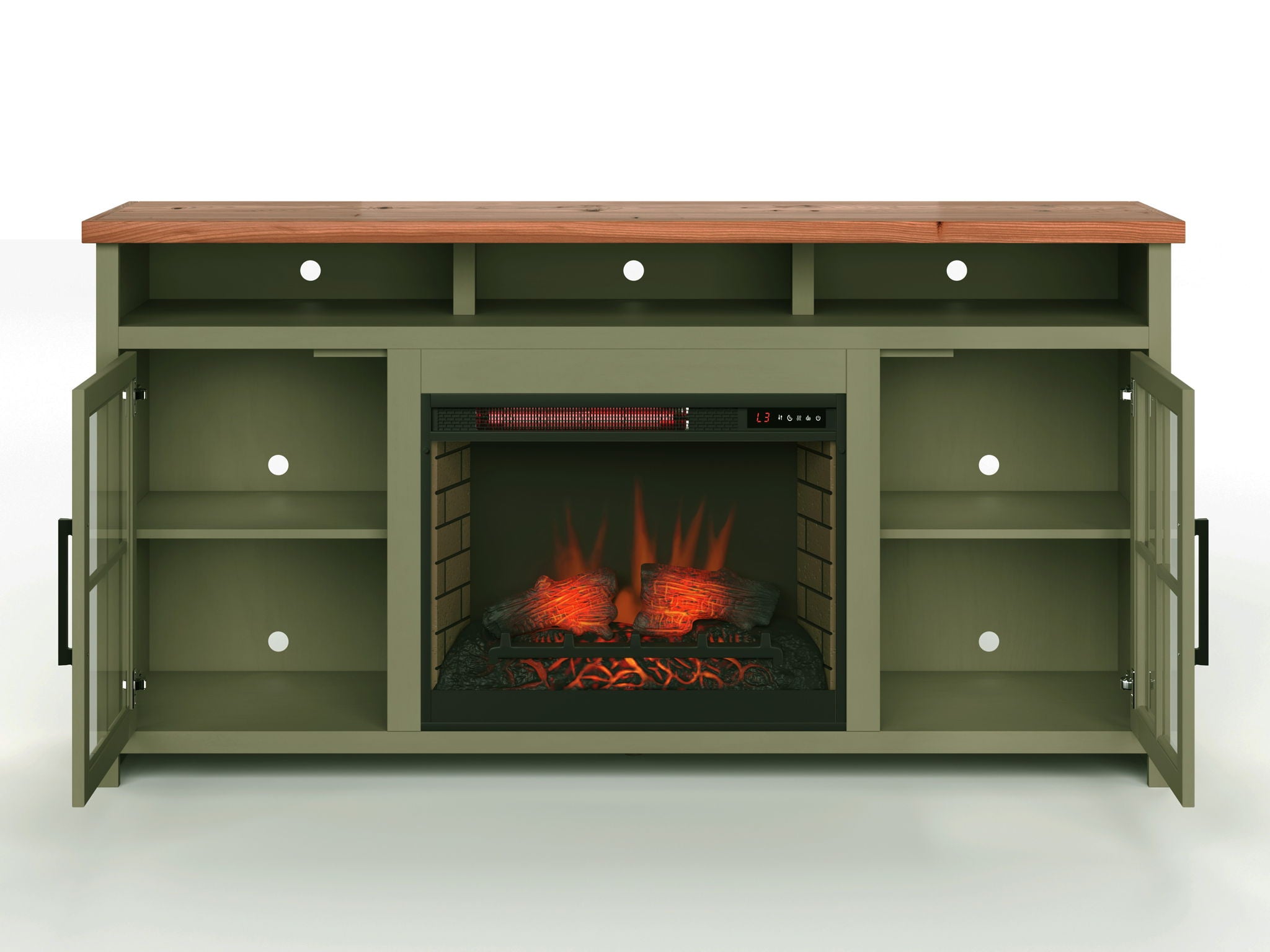 Vineyard - 74" Fireplace TV Stand Console For TVs Up To 85" - Sage Green And Fruitwood - Best Buy Furniture