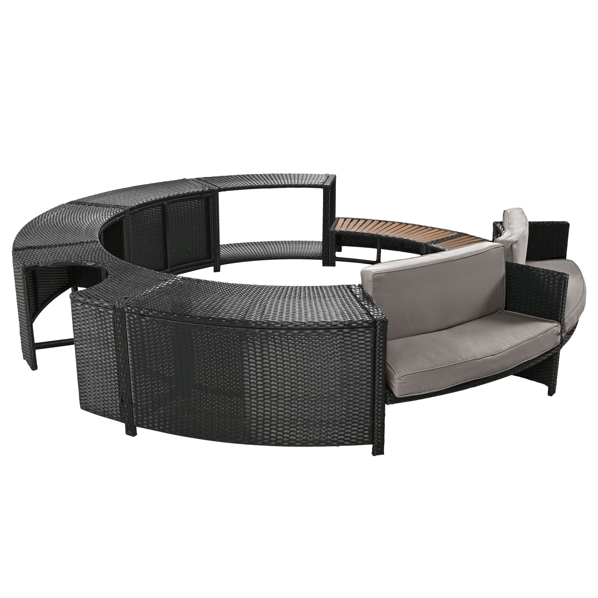 Spa Surround Spa Frame Patio Rattan Sofa Set With Storage Spaces, Mini Sofa And Comfortable Cushion For Patio, Backyard - Best Buy Furniture