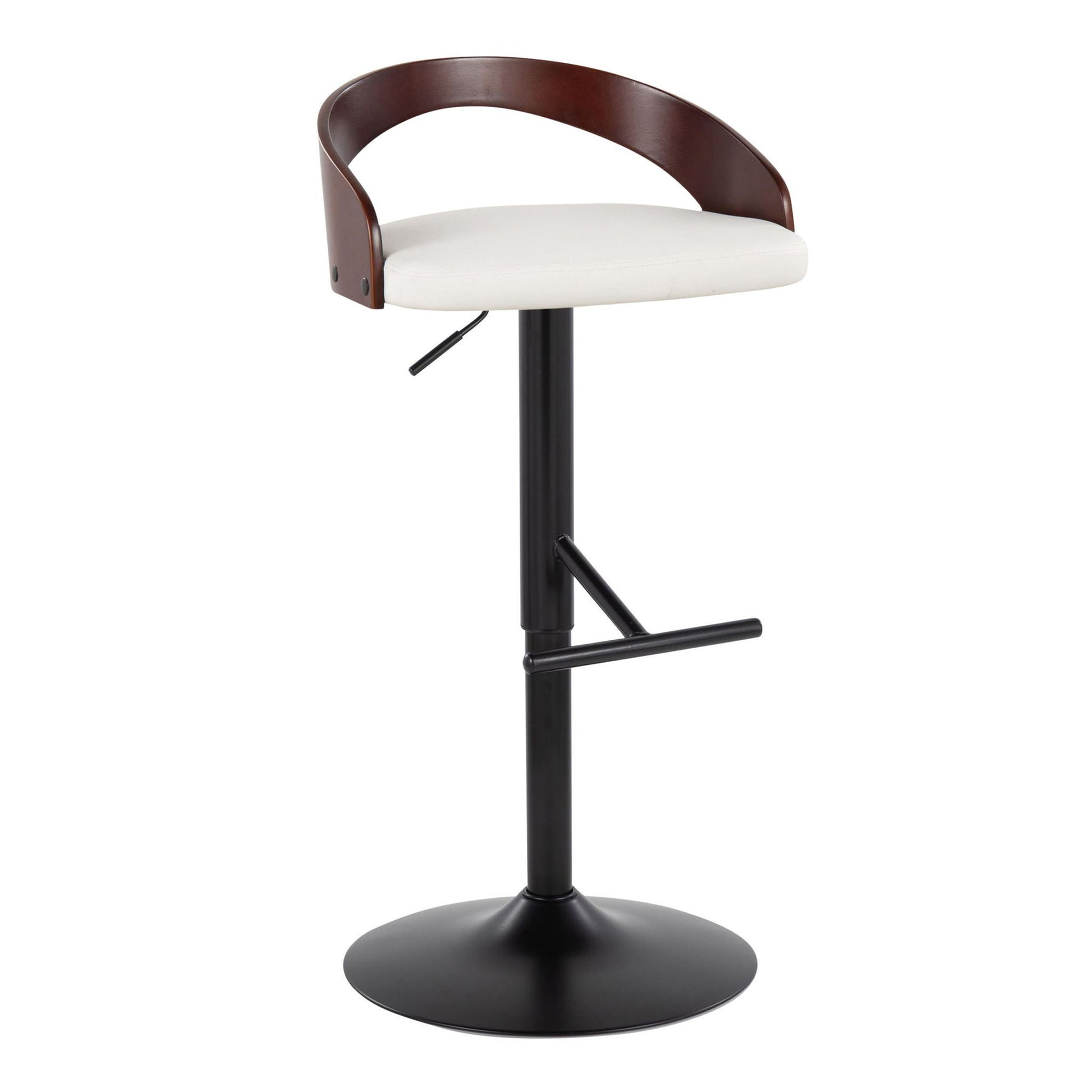 Grotto - Contemporary Adjustable Barstool With Swivel & Straight T Footrest (Set of 2) - Best Buy Furniture