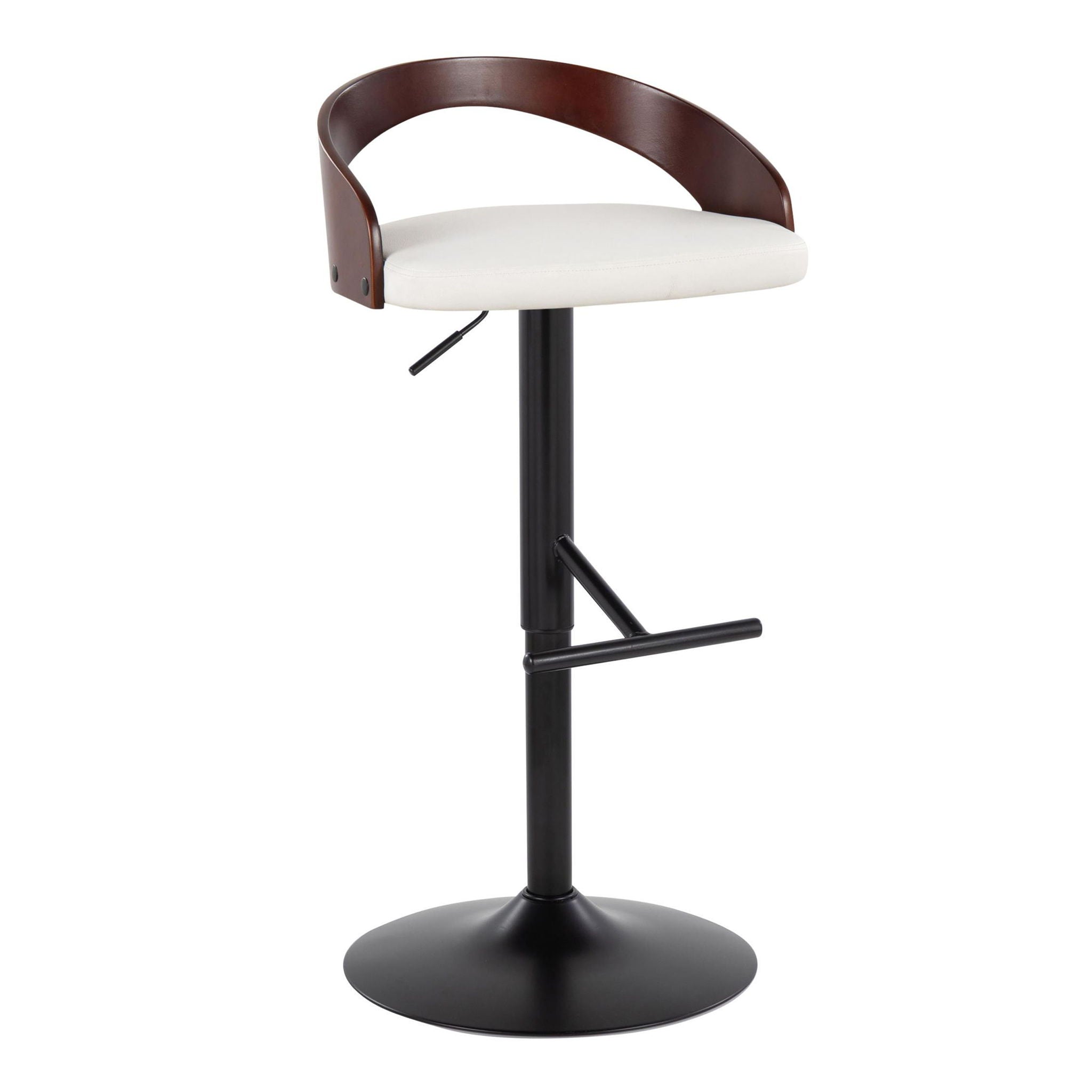 Grotto - Contemporary Adjustable Barstool With Swivel & Straight T Footrest (Set of 2) - Best Buy Furniture