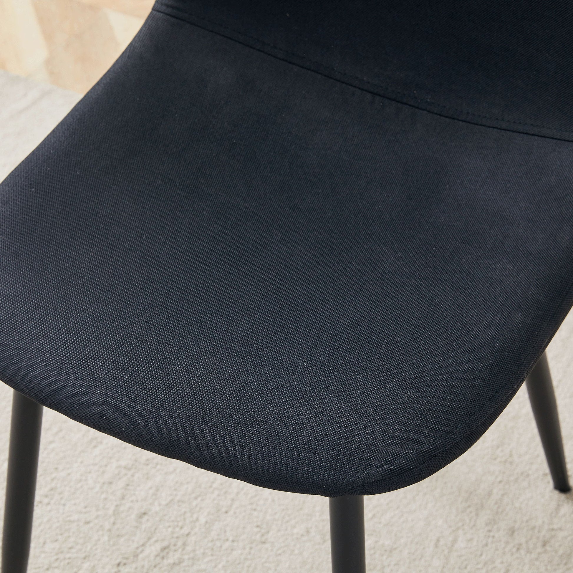 Modern Medieval Style Cushioned Side Chairs Set With Black Metal Legs For Kitchens - Best Buy Furniture