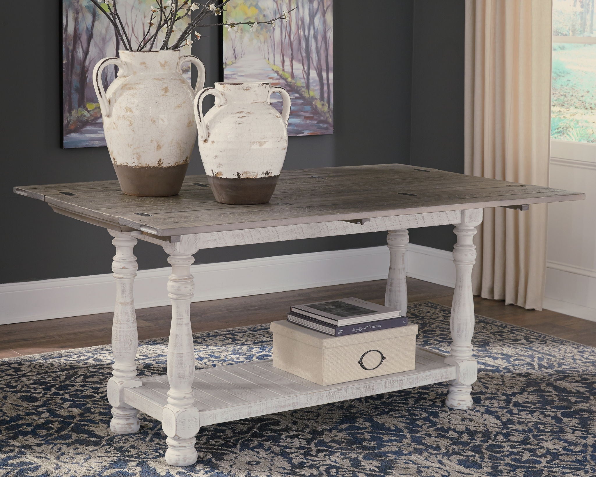 Havalance - Flip Top Sofa Table - Gray / White - Best Buy Furniture