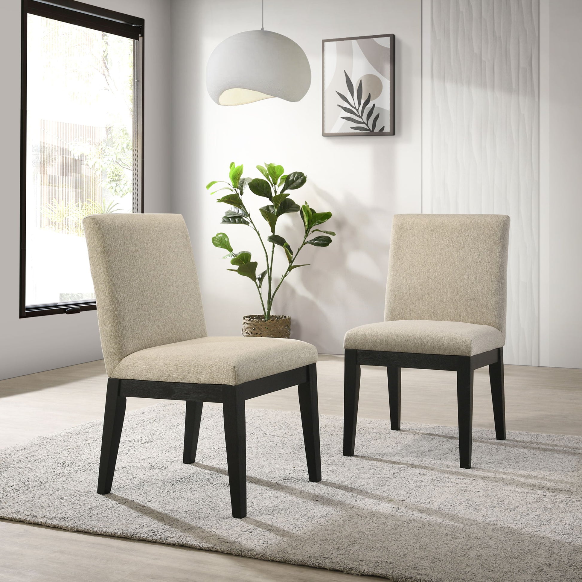 Roundhill Furniture - Rocco Contemporary Solid Wood Dining Chairs (Set of 2) - Beige - Best Buy Furniture