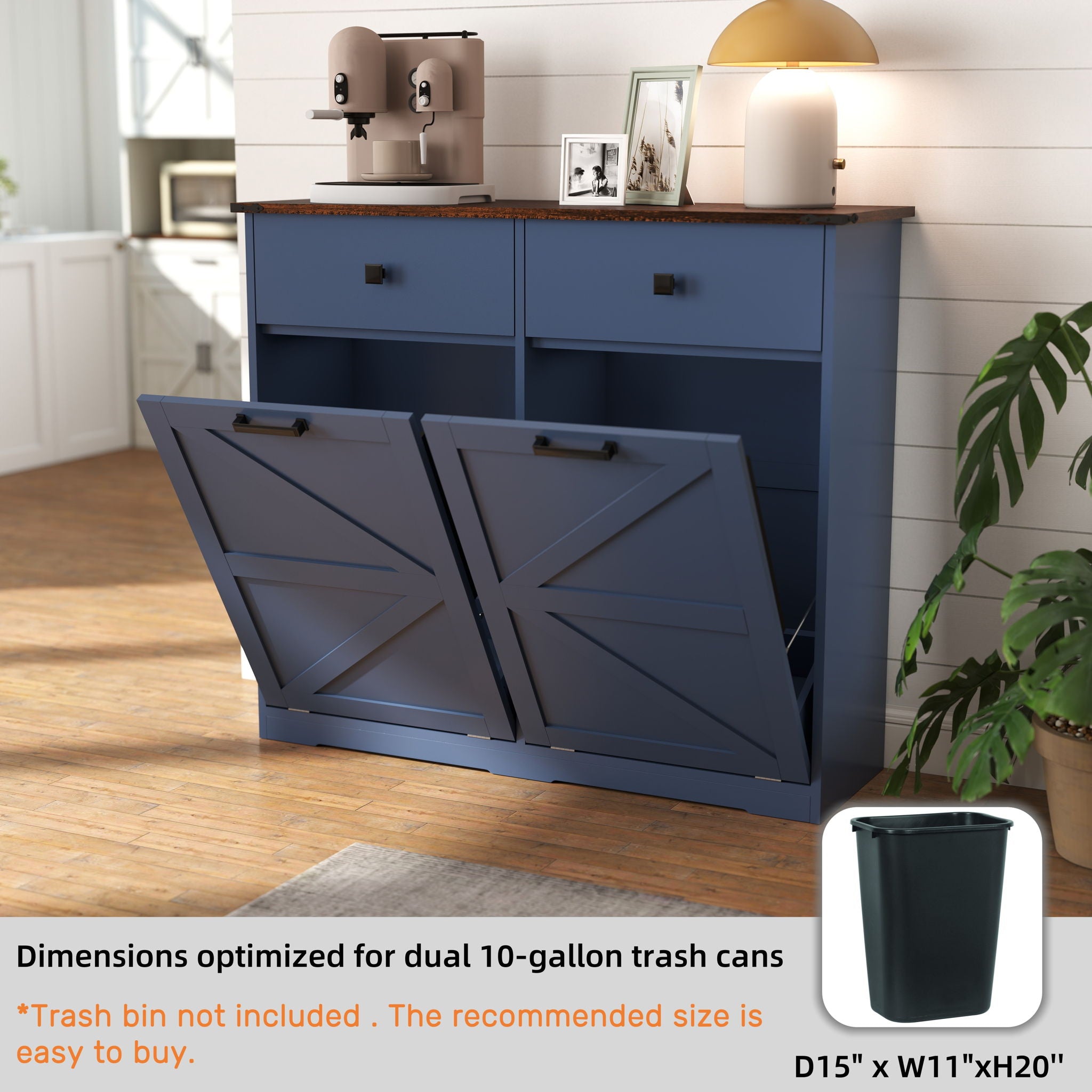 Double Tilt Out Trash Cabinet With Hideaway Drawer And Barn Door Style - Best Buy Furniture