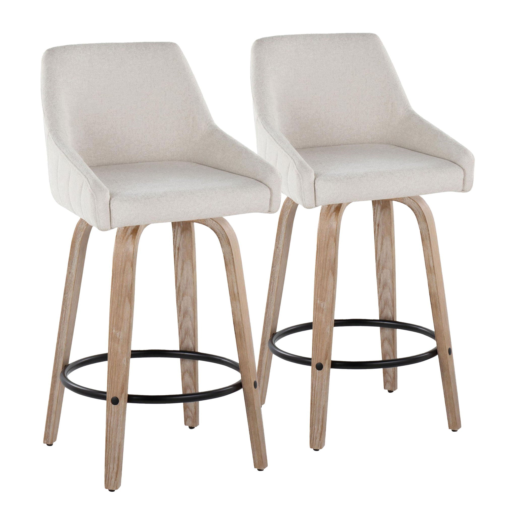 Hannah - Transitional Fixed Height Counter Stool With Swivel With Round Footrest (Set of 2) - Best Buy Furniture