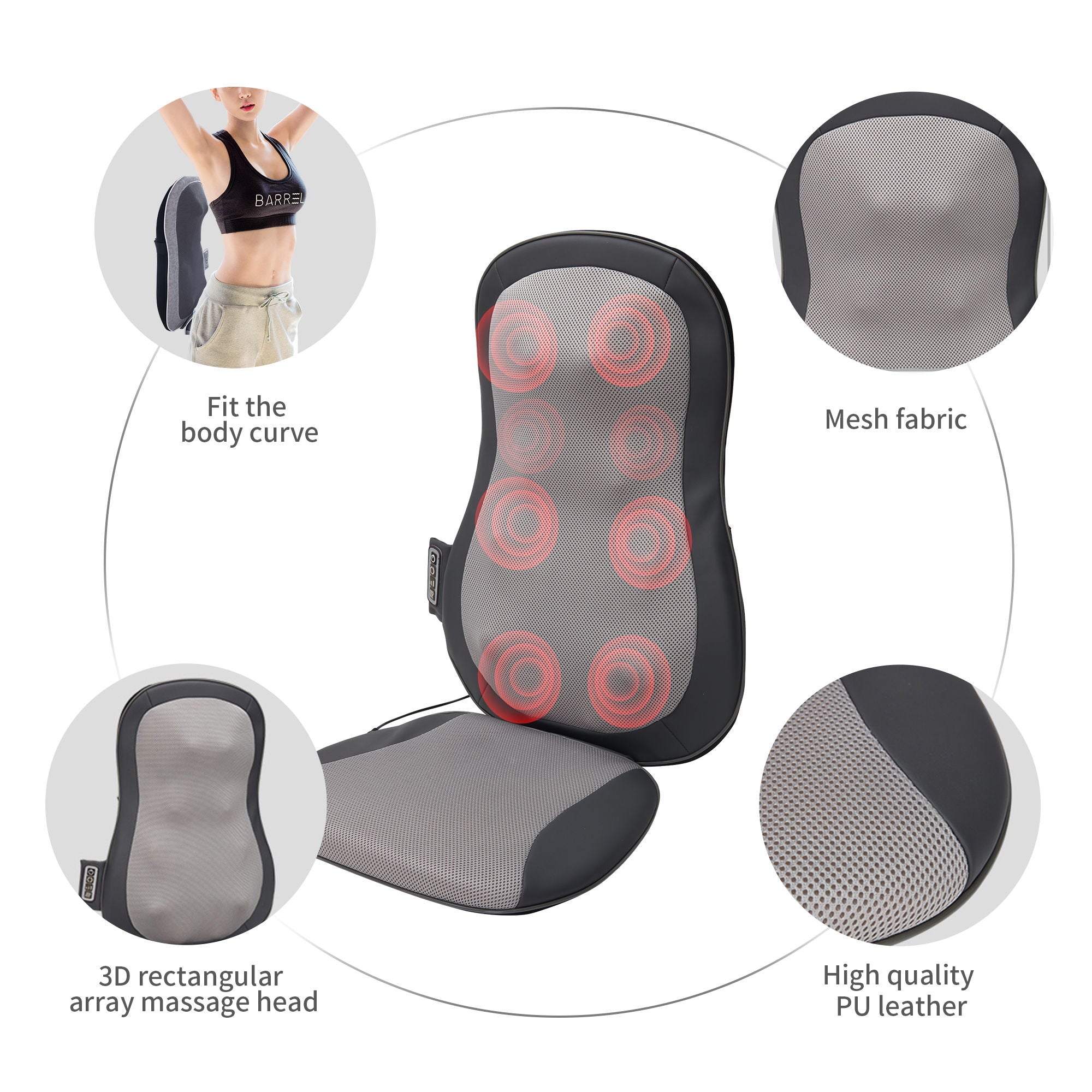 12 Massage Nodes, Full Set Massage Pad, Thai Massage Car Cushion - Gray - Best Buy Furniture