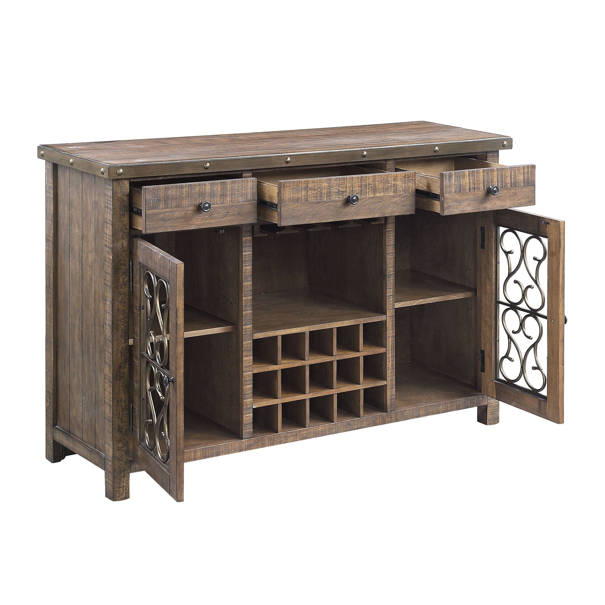 Raphaela - Server With Cup Holder & Wine Rack - Cherry - Best Buy Furniture