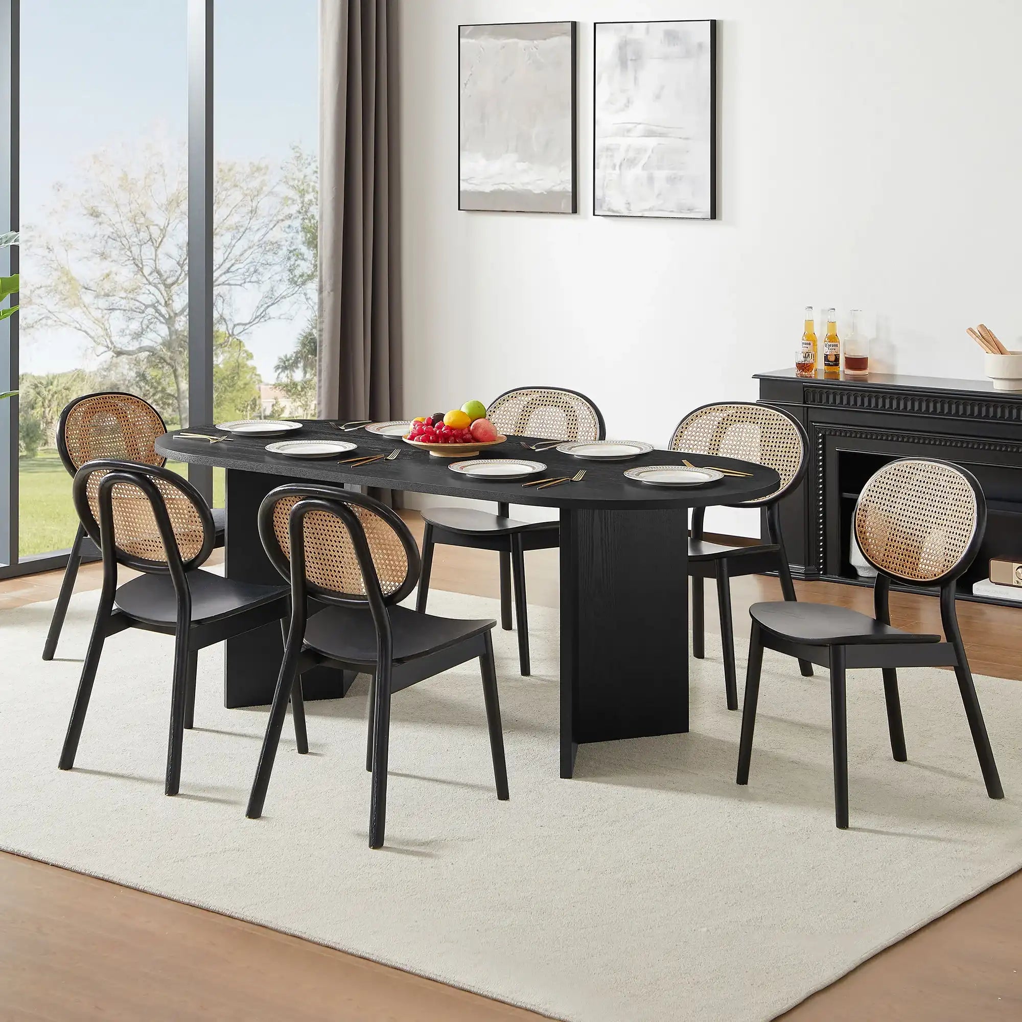 Wood Dining Table Kitchen Table Small Space Dining Table black desk top - Best Buy Furniture