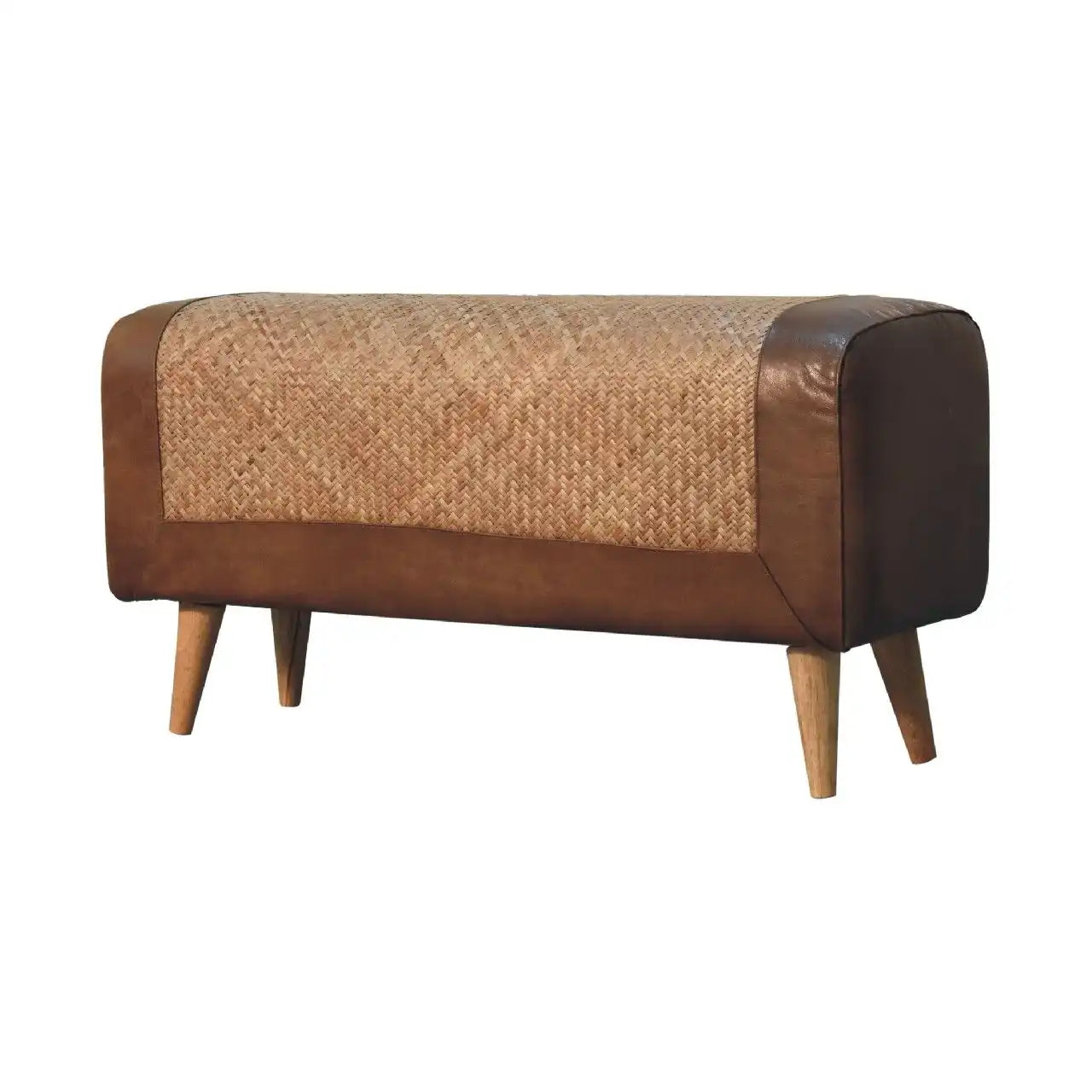 Buffalo - Large Seagrass Hide Nordic Bench - Oak - Best Buy Furniture