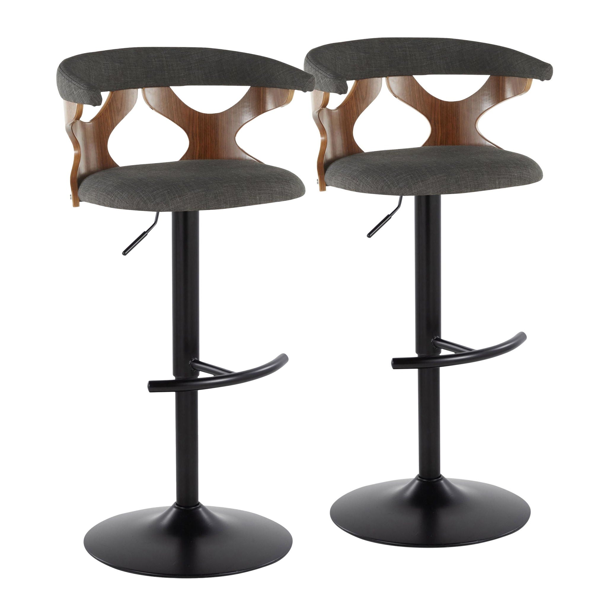 Gardenia - Contemporary Adjustable Barstool, Swivel With Rounded T Footrest (Set of 2) - Best Buy Furniture