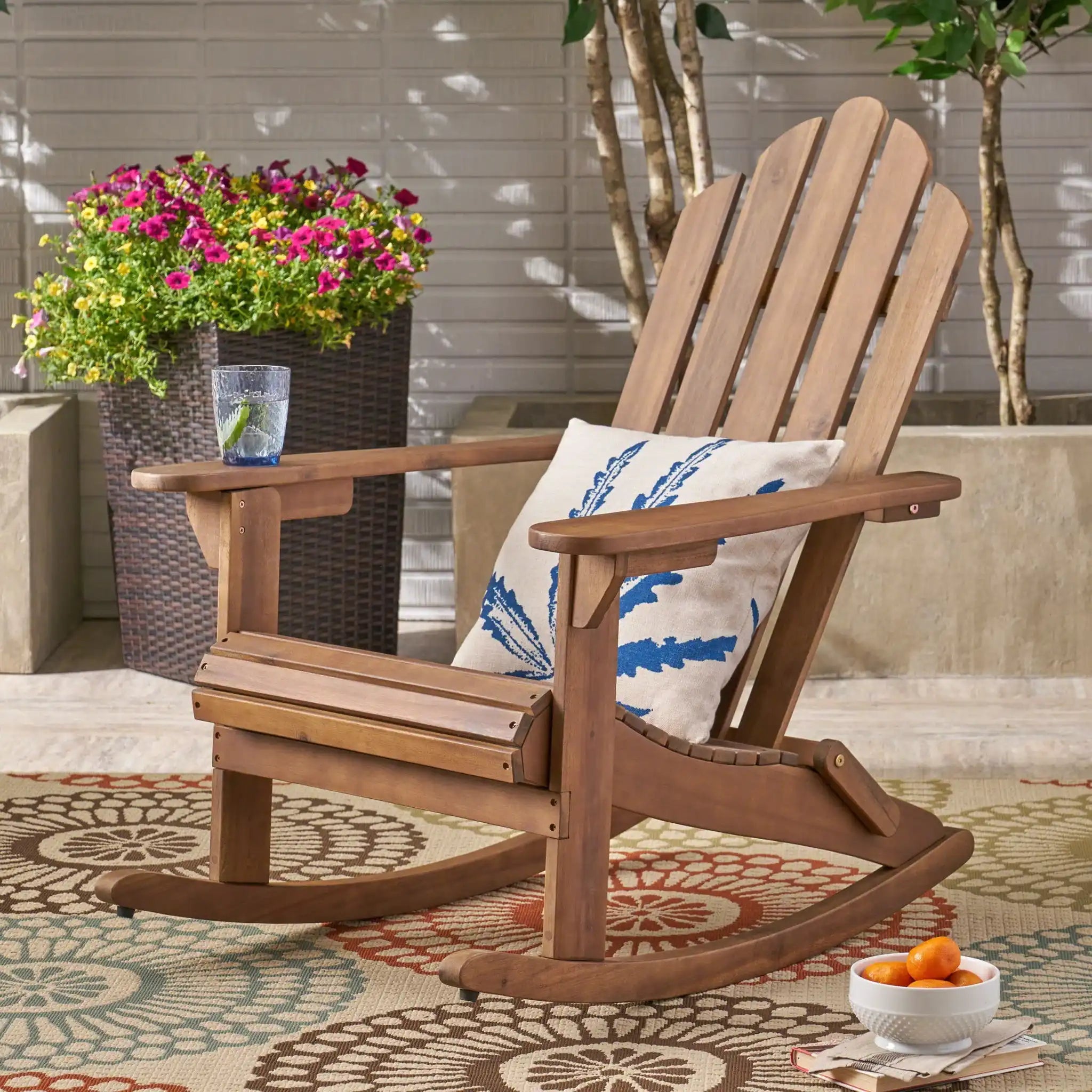 Echoes - Outdoor Acacia Wood Adirondack Rocking Chair - Best Buy Furniture