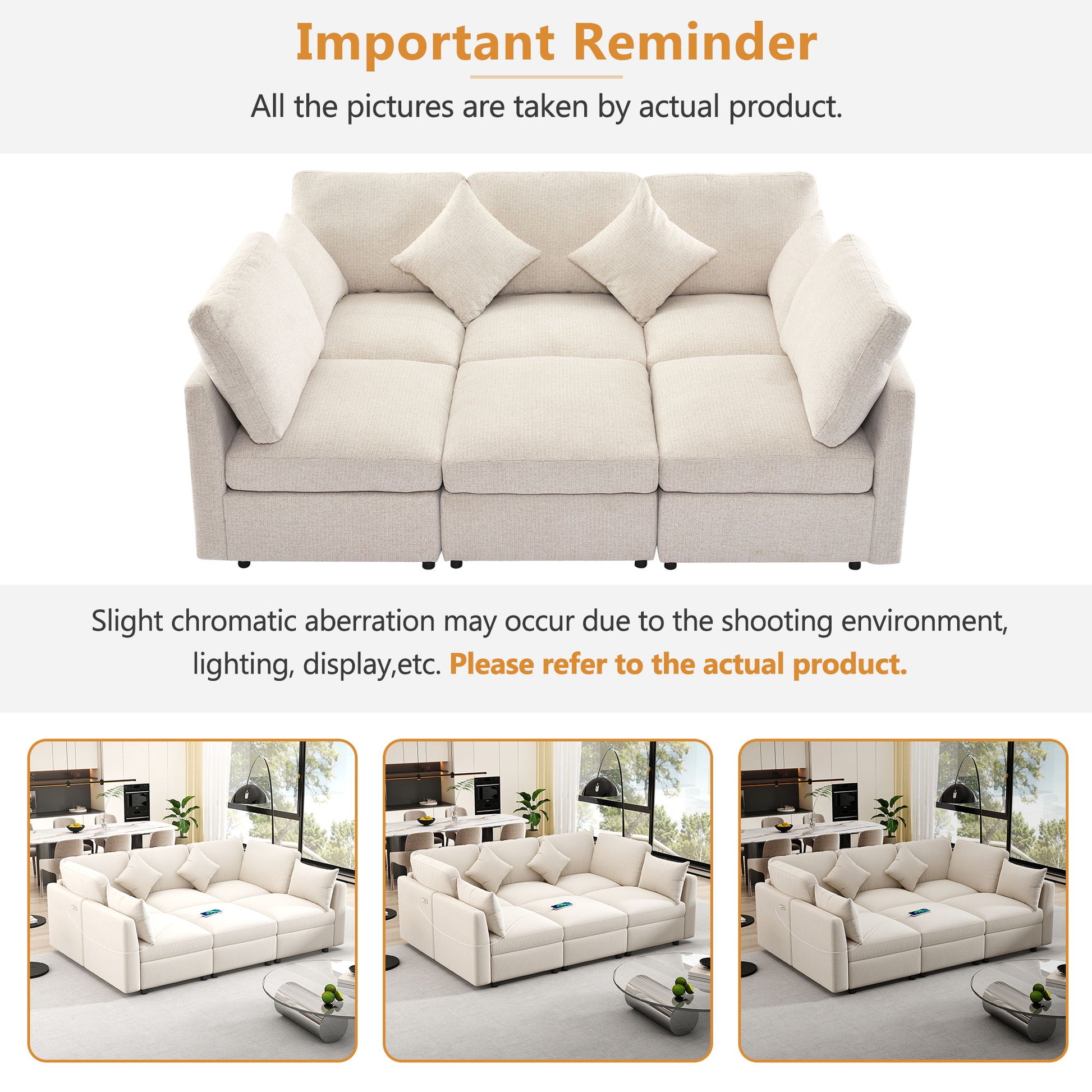 Sectional Sofa Modular U-Shaped With Ottoman & USB Ports - Best Buy Furniture
