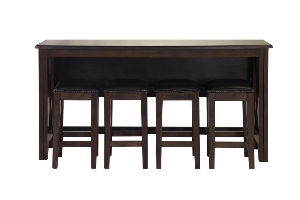 Drop Leaf Table With 4 Stools - Dark Brown - Best Buy Furniture