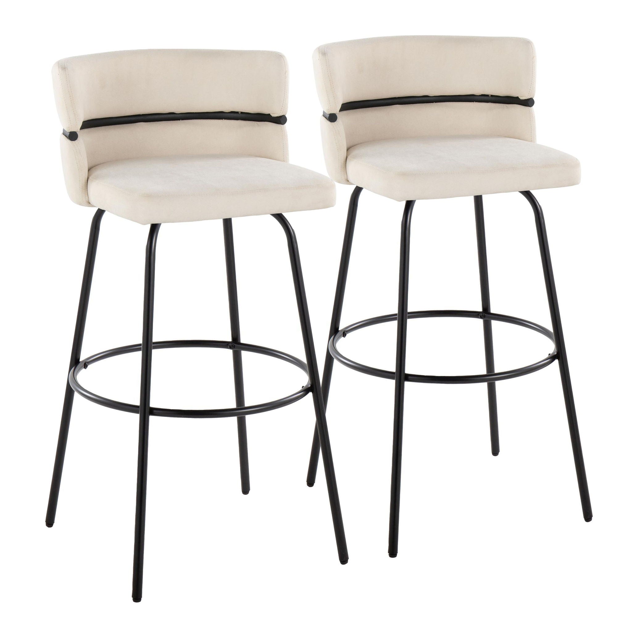 Cinch - Glam / Art Deco Fixed Height Barstool With Swivel & Round Footrest (Set of 2) - Best Buy Furniture