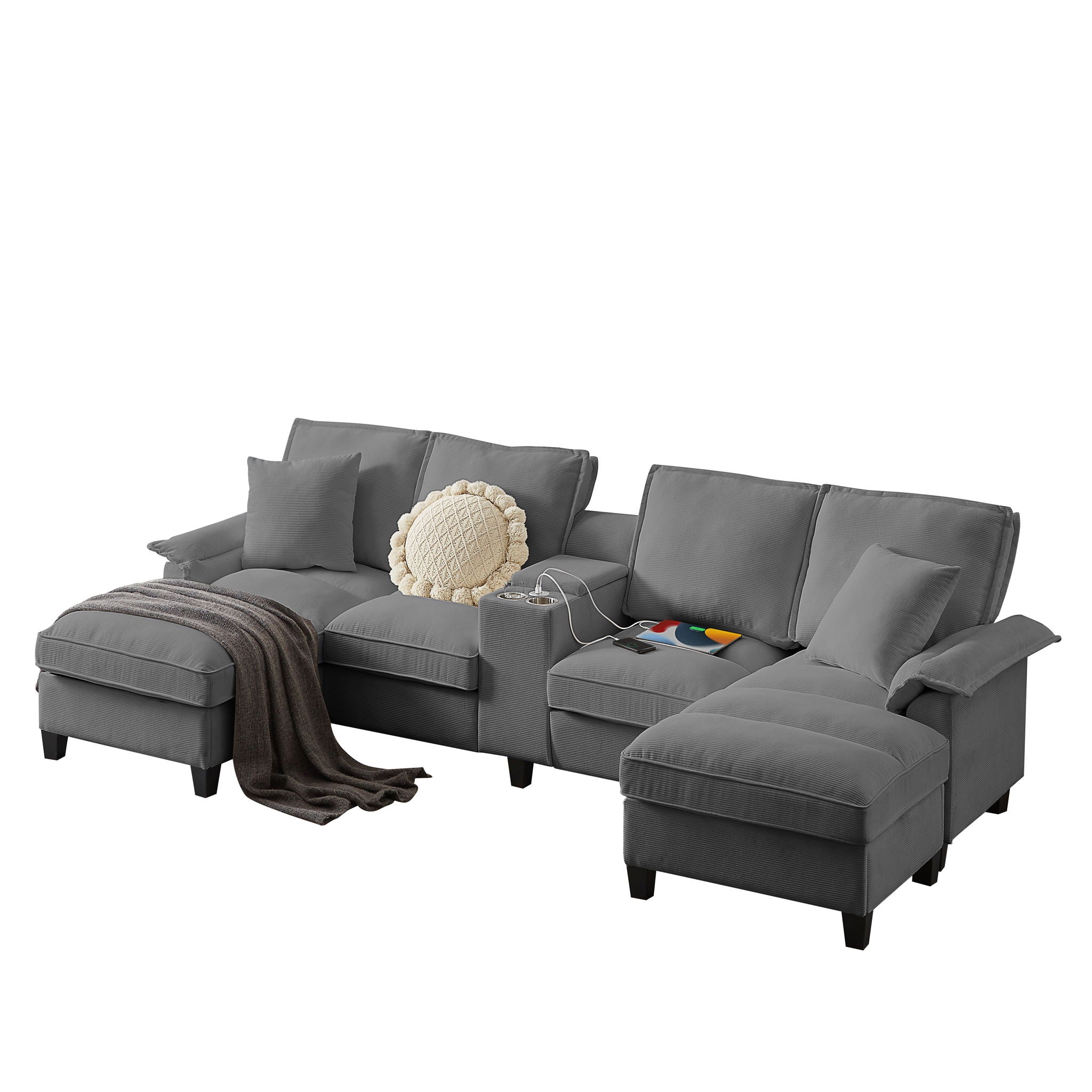 Modern U-Shaped Sectional Sofa Bed With Storage - Best Buy Furniture