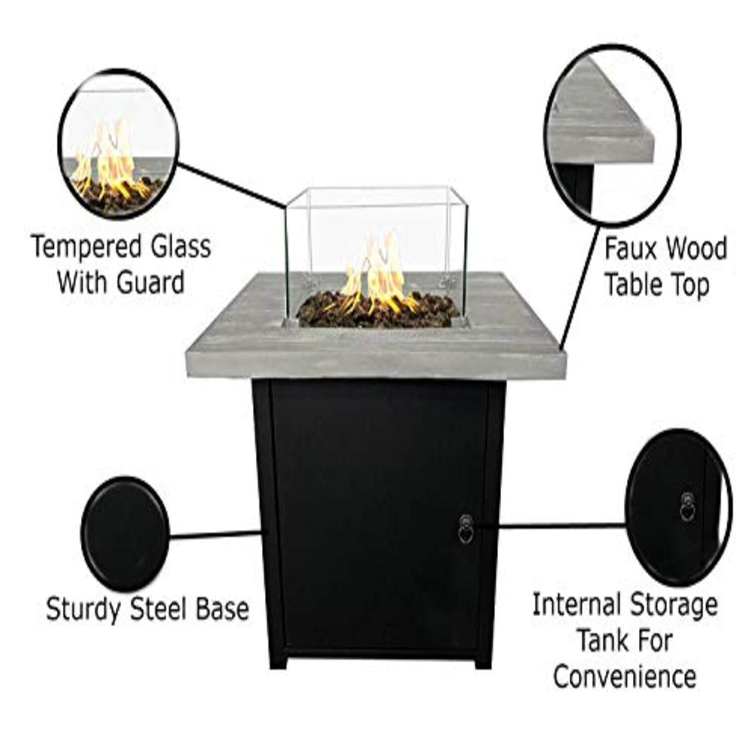 Reinforced - Propane Fire Pit Table - Black / Gray - Best Buy Furniture