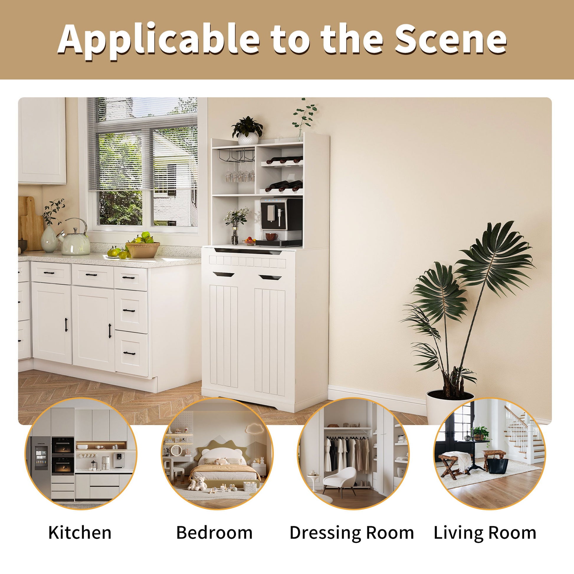 Modern Farmhouse Buffet Cabinet With Hutch Kitchen Storage Sideboard With Drawers & Barn Doors - White - Best Buy Furniture