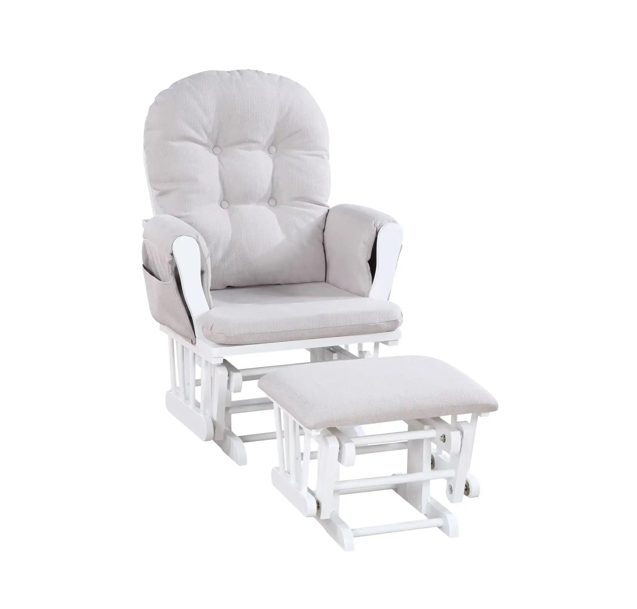 Mason - Glider And Ottoman White Wood - Best Buy Furniture