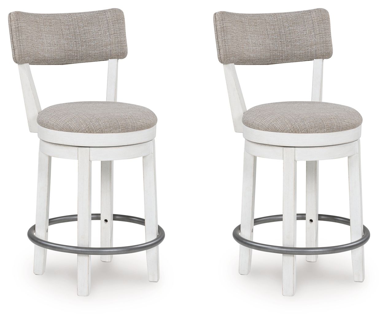 Robbinsdale - Upholstered Swivel Barstool (Set of 2) - Antique White - Best Buy Furniture