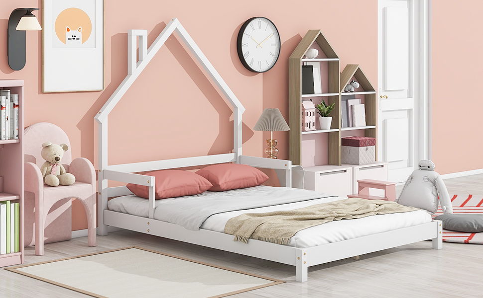 House-Shaped Headboard Bed With Handrails, Slats - Best Buy Furniture