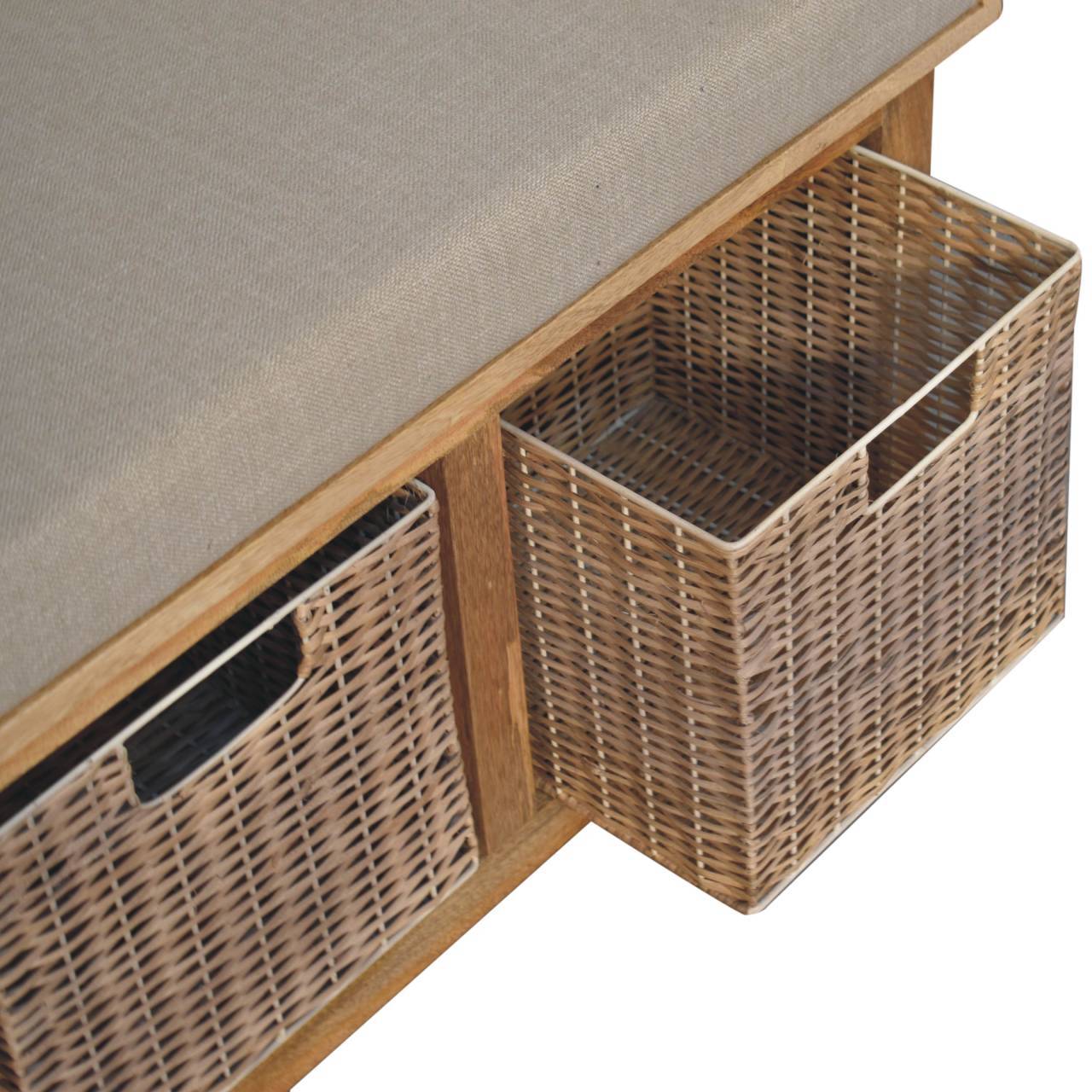 Rattan Basket Linen Bench - Brown - Best Buy Furniture